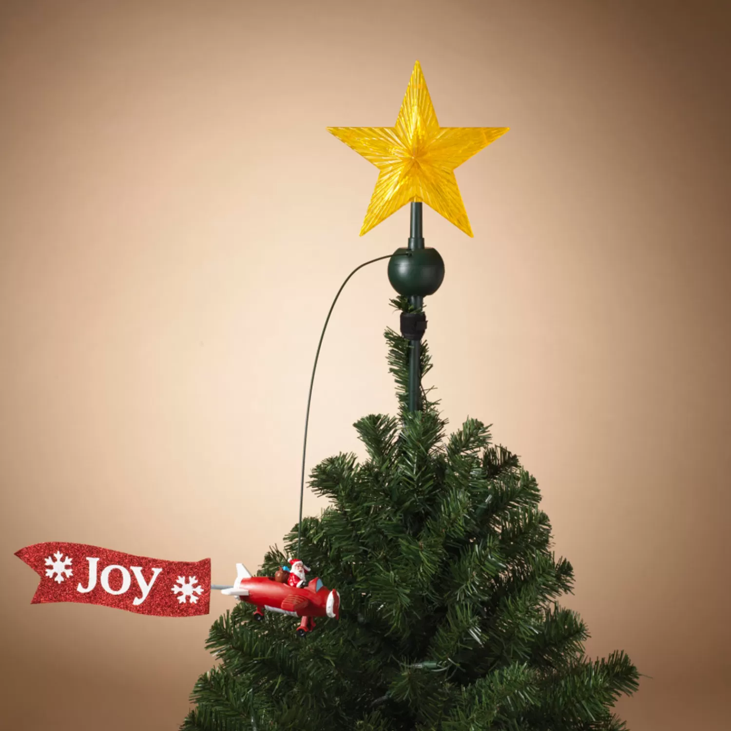 The Jolly Christmas Shop Sleigh Bells | Tinsel Town | 20" JOY Or Ho Ho Ho Electric Lighted Animated Santa Flying Around Tree Christmas Tree Topper 2604030