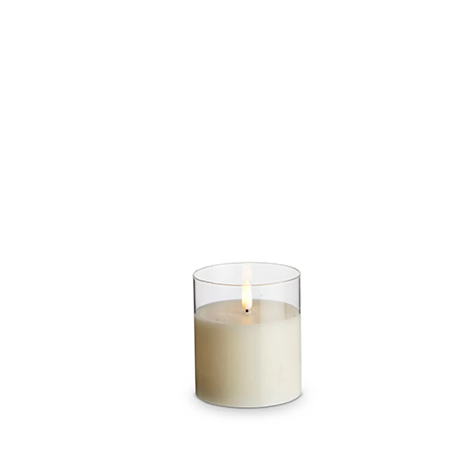 The Jolly Christmas Shop Figurines | Vintage Farm House | 3.5" X 4", 5", Or 6" Ivory Pillar Battery Operated Flickering Candle In Clear Glass