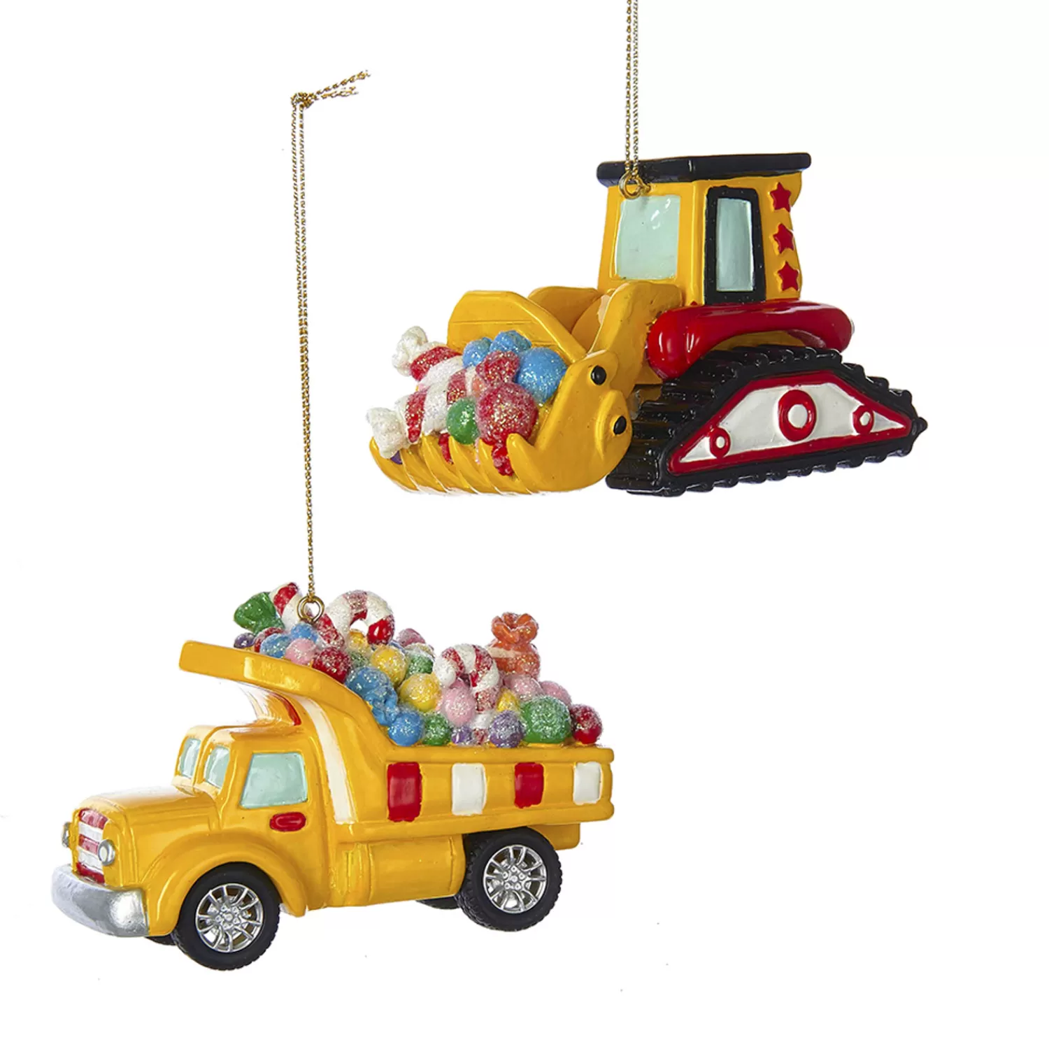 The Jolly Christmas Shop Miscellaneous | Children's Ornaments | 3.8" Candy Filled Construction Vehicle Ornament D3077
