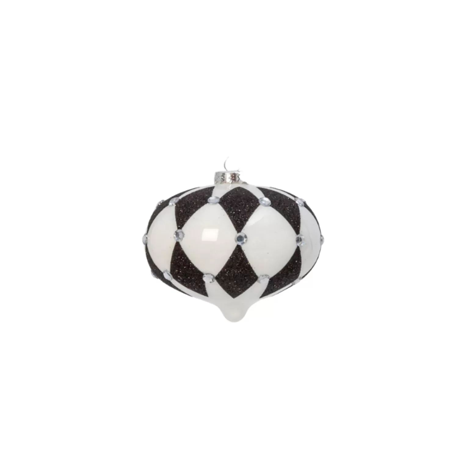 The Jolly Christmas Shop Glass Ornaments | 4.5" Black And White Harlequin Design Glass Christmas Ornament 2544420
