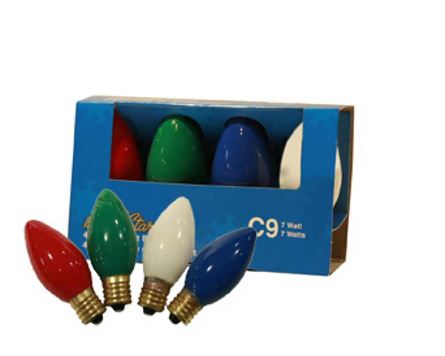 The Jolly Christmas Shop Replacement Bulbs | Incandescent Lights | 4 Pk Multi Color C9 Replacement Bulbs