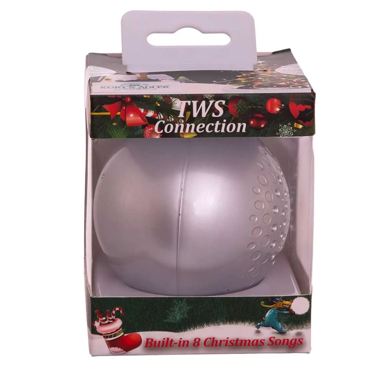 The Jolly Christmas Shop Miscellaneous | Ball Ornaments | 70MM Bluetooth Musical Silver Ball Christmas Ornament USB1300