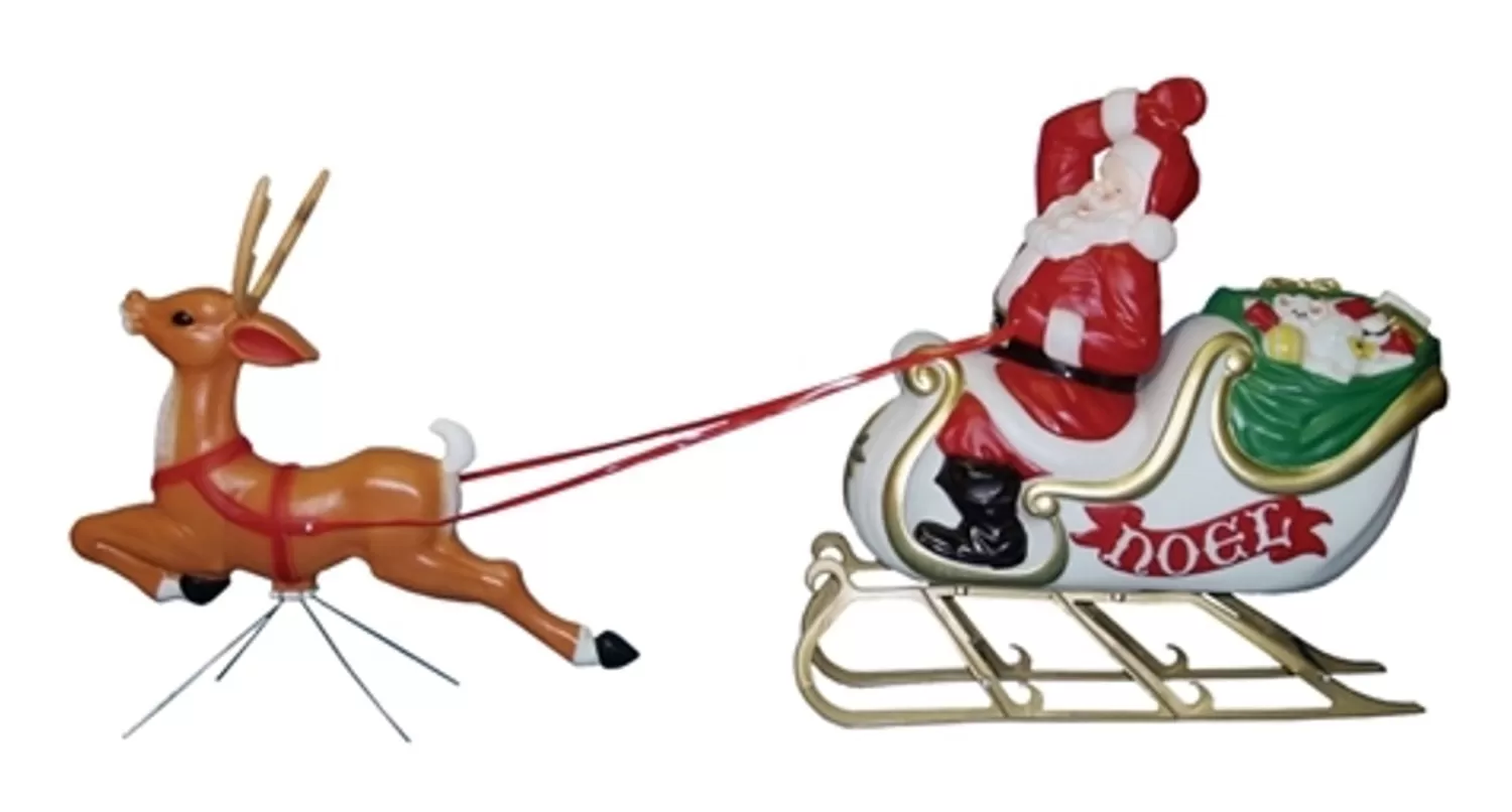 The Jolly Christmas Shop Santa Christmas Decorations | Outdoor Lighted Decorations | 72" Large Santa With Sleigh And Reindeer Blow Mold C6480