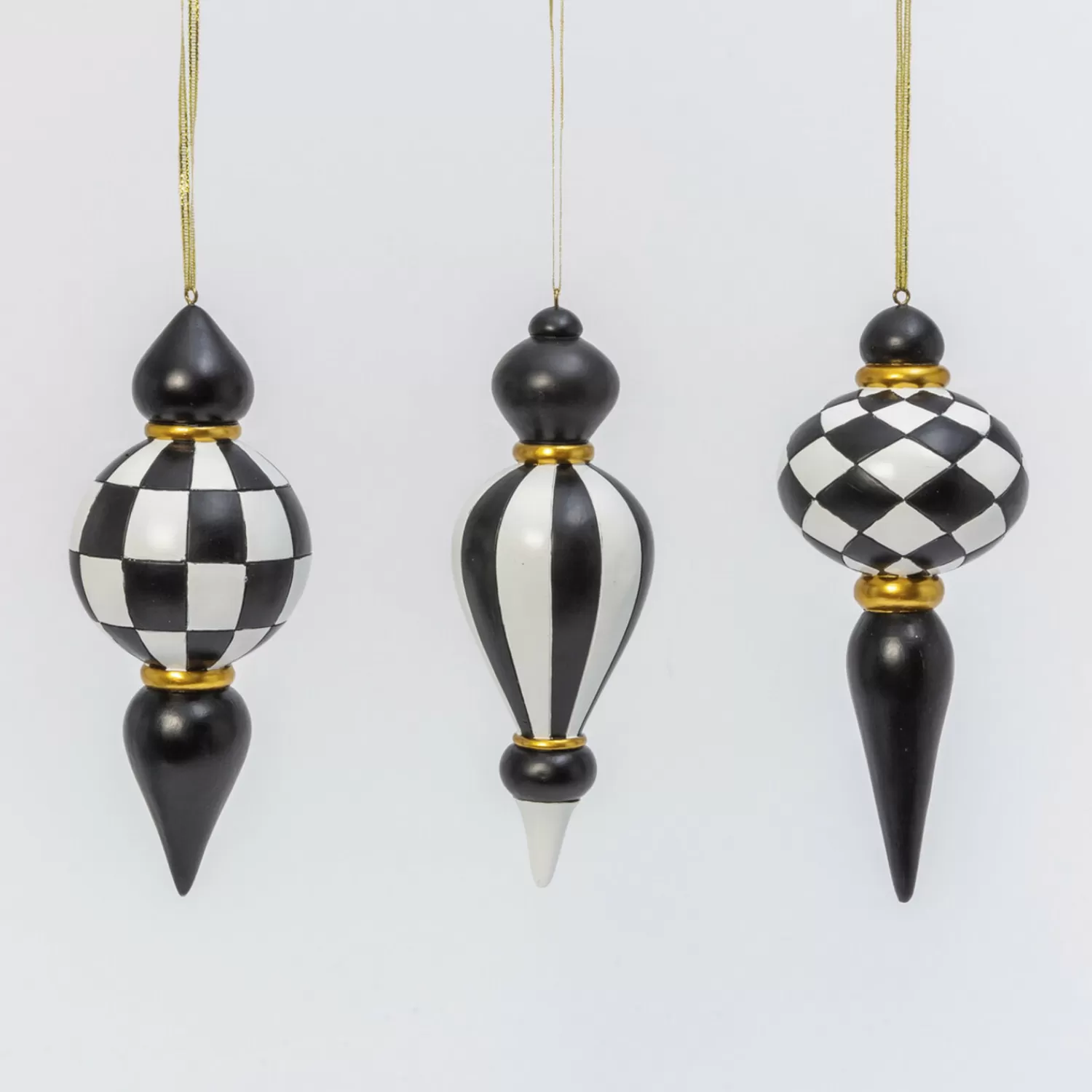 The Jolly Christmas Shop Glass Ornaments | Finials | 8.5" Black And White Finial Glass Christmas Ornament 2551730