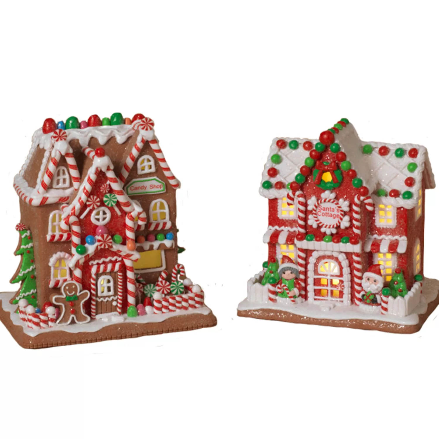 The Jolly Christmas Shop Gingerbread | Tinsel Town | 9" Battery Operated Lighted Clay Dough Gingerbread Christmas House 2659510