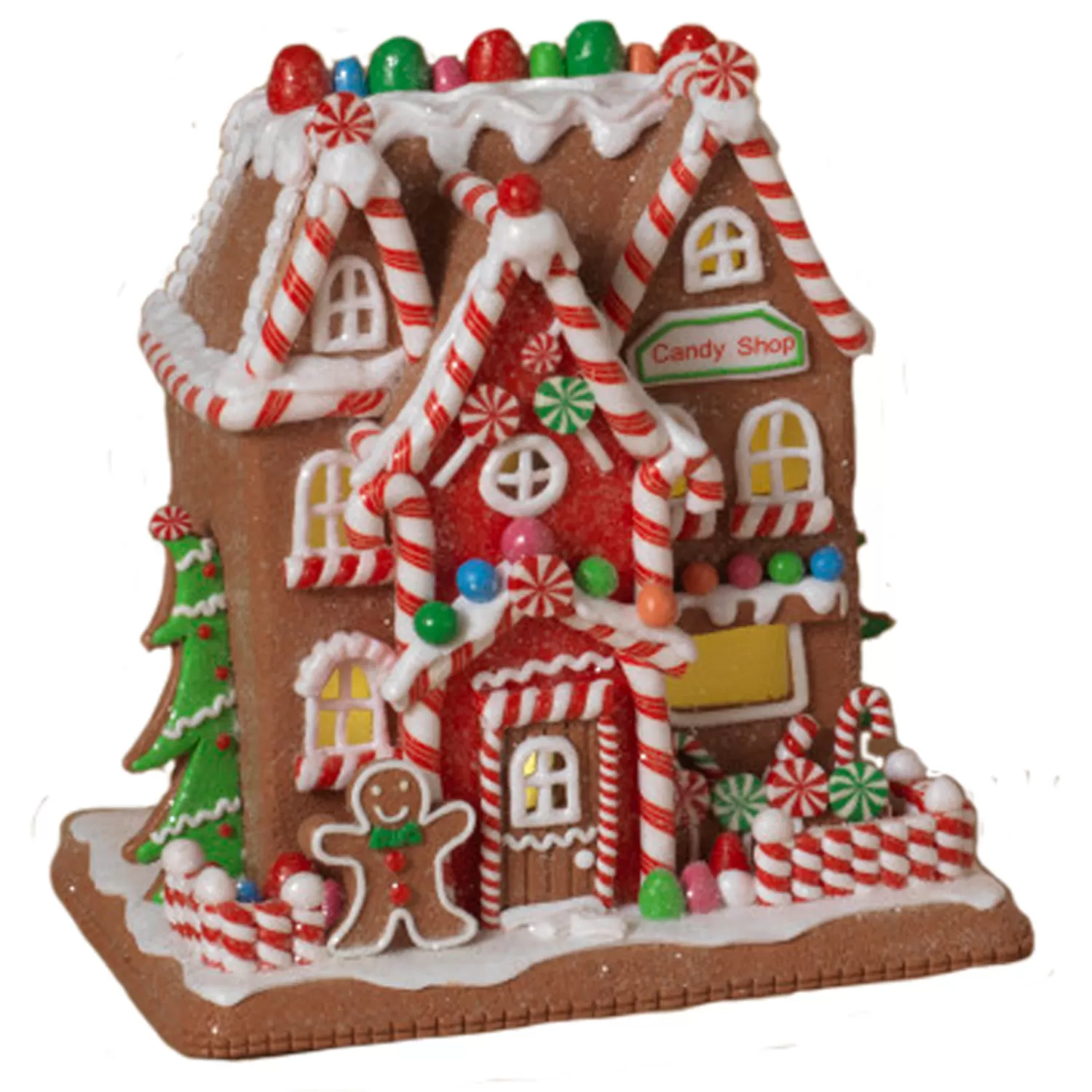 The Jolly Christmas Shop Gingerbread | Tinsel Town | 9" Battery Operated Lighted Clay Dough Gingerbread Christmas House 2659510