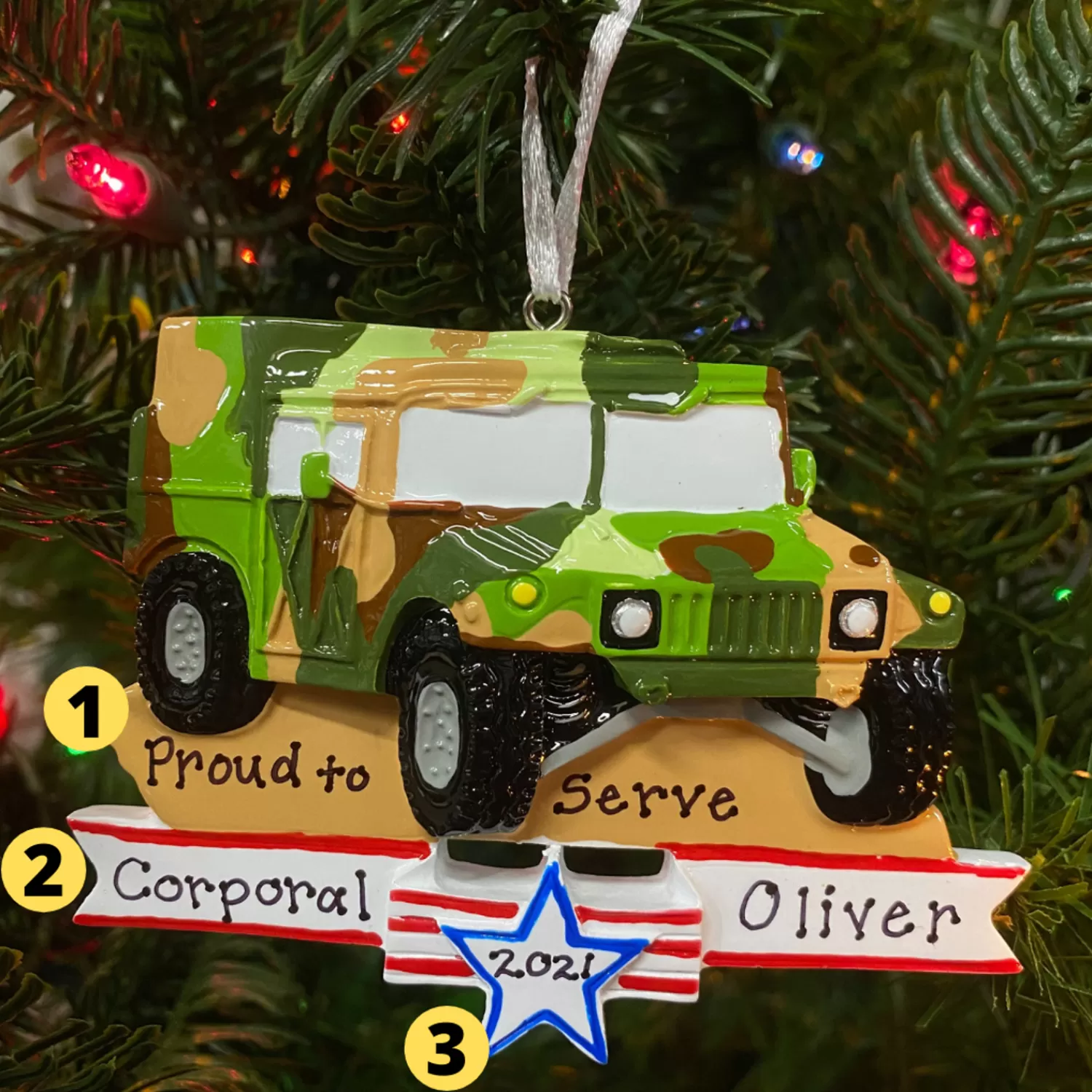 The Jolly Christmas Shop Personalized Ornaments·Misc. | Personalized Ornaments·Jobs | Armed Forces Military Humvee Personalized Christmas Ornament OR1395