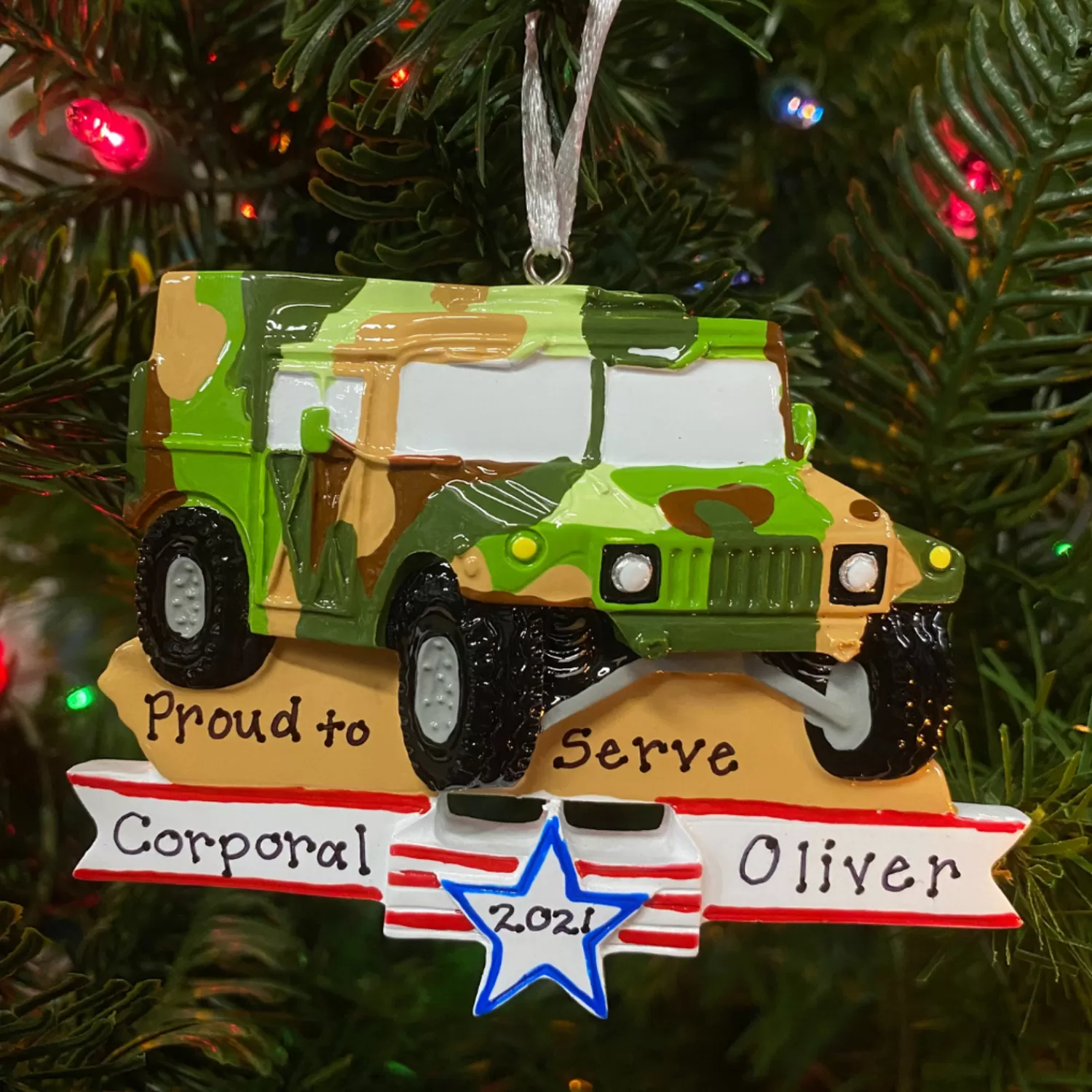 The Jolly Christmas Shop Personalized Ornaments·Misc. | Personalized Ornaments·Jobs | Armed Forces Military Humvee Personalized Christmas Ornament OR1395
