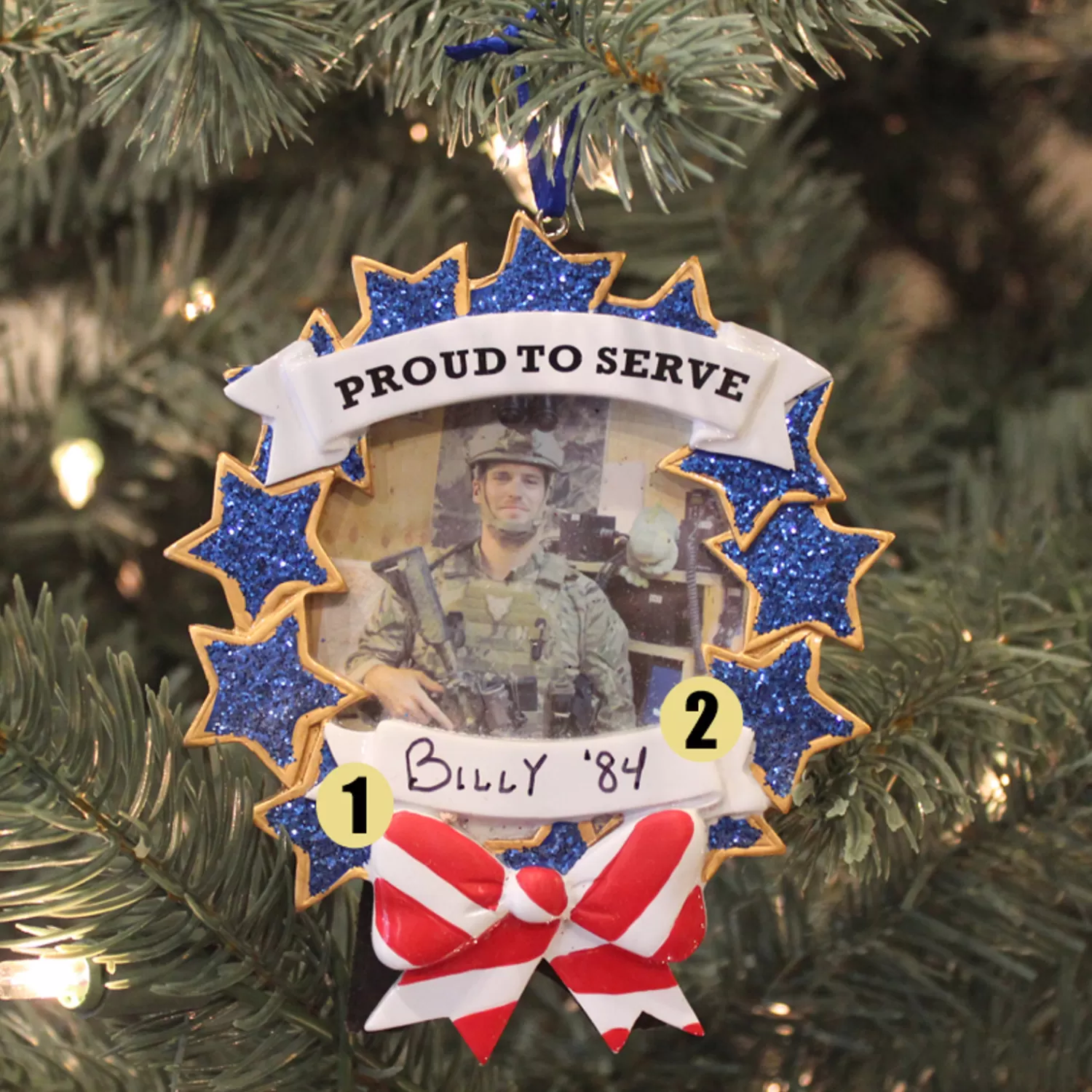The Jolly Christmas Shop Patriotic | Personalized Ornaments·Memorial | Armed Forces Military Picture Frame Personalized Christmas Ornament
