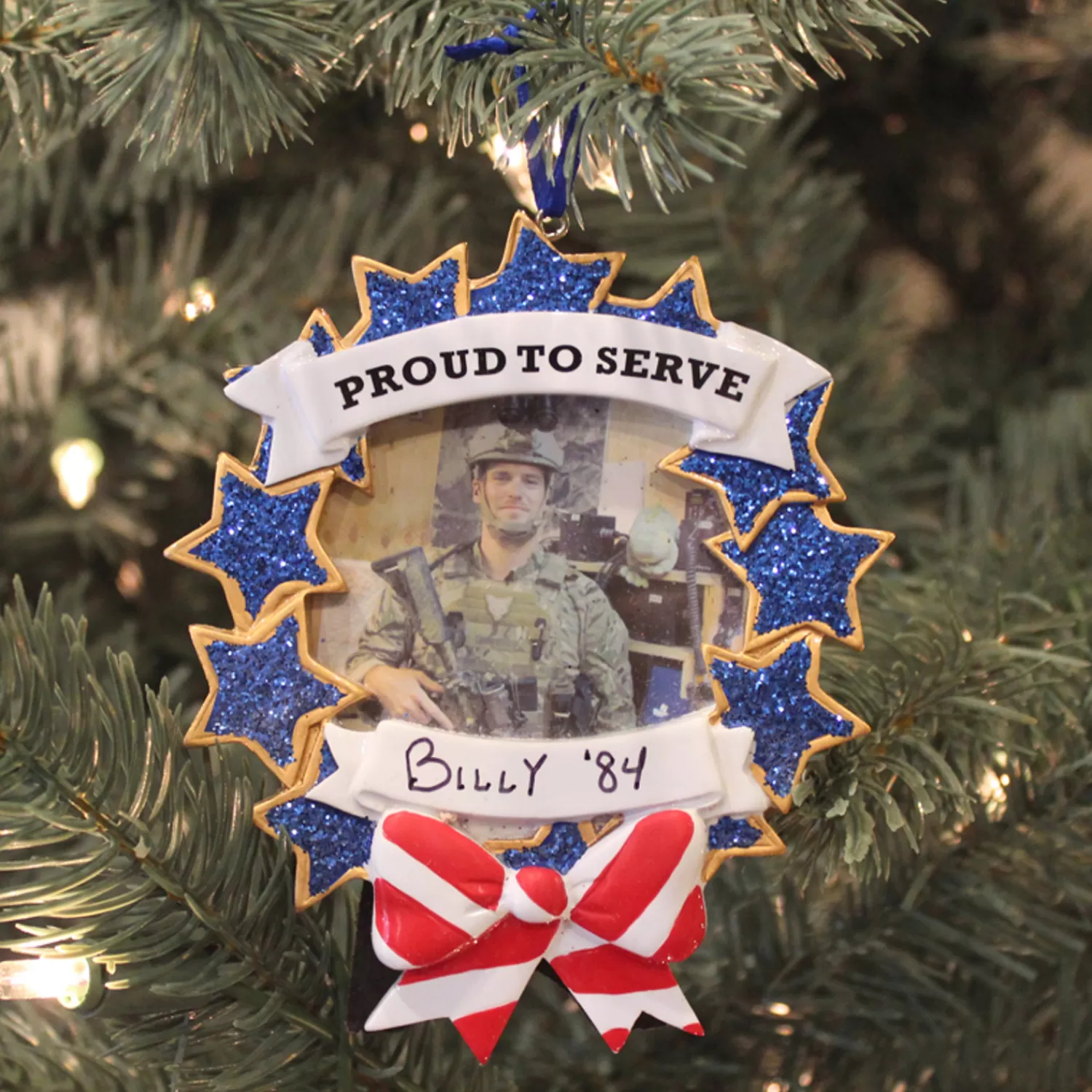 The Jolly Christmas Shop Patriotic | Personalized Ornaments·Memorial | Armed Forces Military Picture Frame Personalized Christmas Ornament