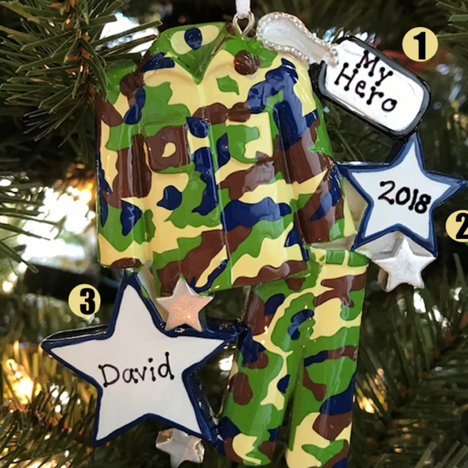 The Jolly Christmas Shop Patriotic | Personalized Ornaments·Jobs | Armed Services Camo Army Uniform Personalized Christmas Ornament