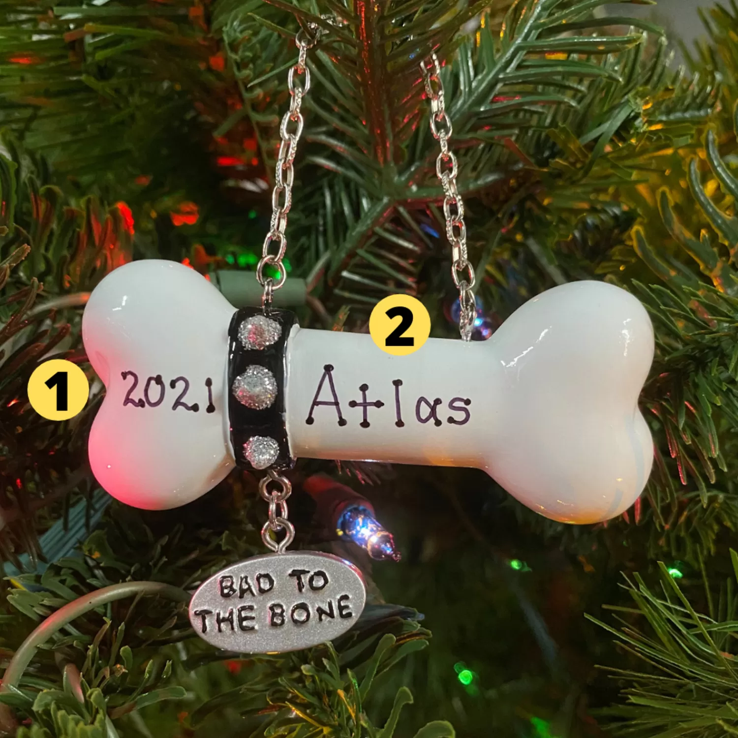 The Jolly Christmas Shop Personalized Ornaments·Pet | Animals·Dogs | Bad To The Bone Dog Personalized Christmas Ornament OR1336-B