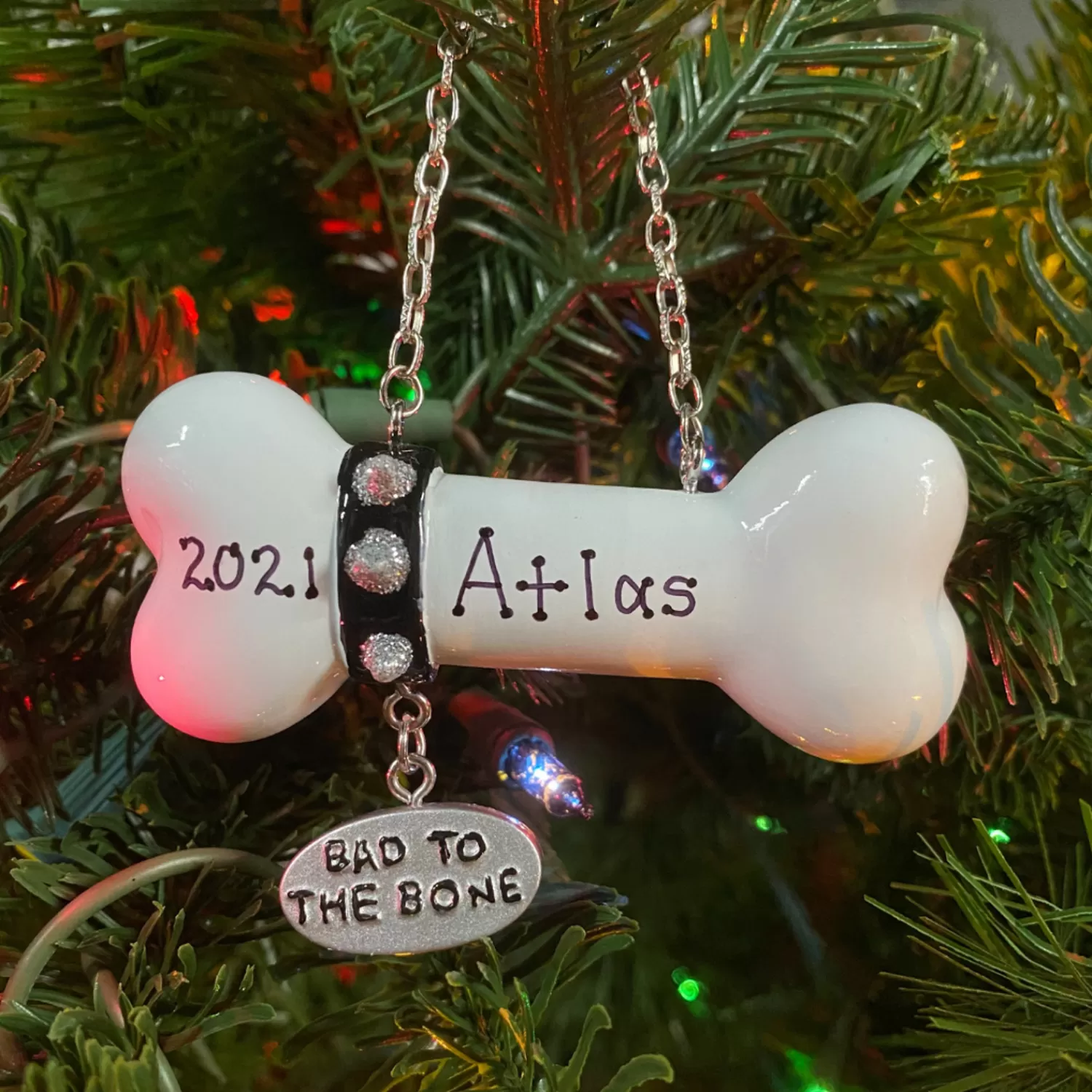 The Jolly Christmas Shop Personalized Ornaments·Pet | Animals·Dogs | Bad To The Bone Dog Personalized Christmas Ornament OR1336-B