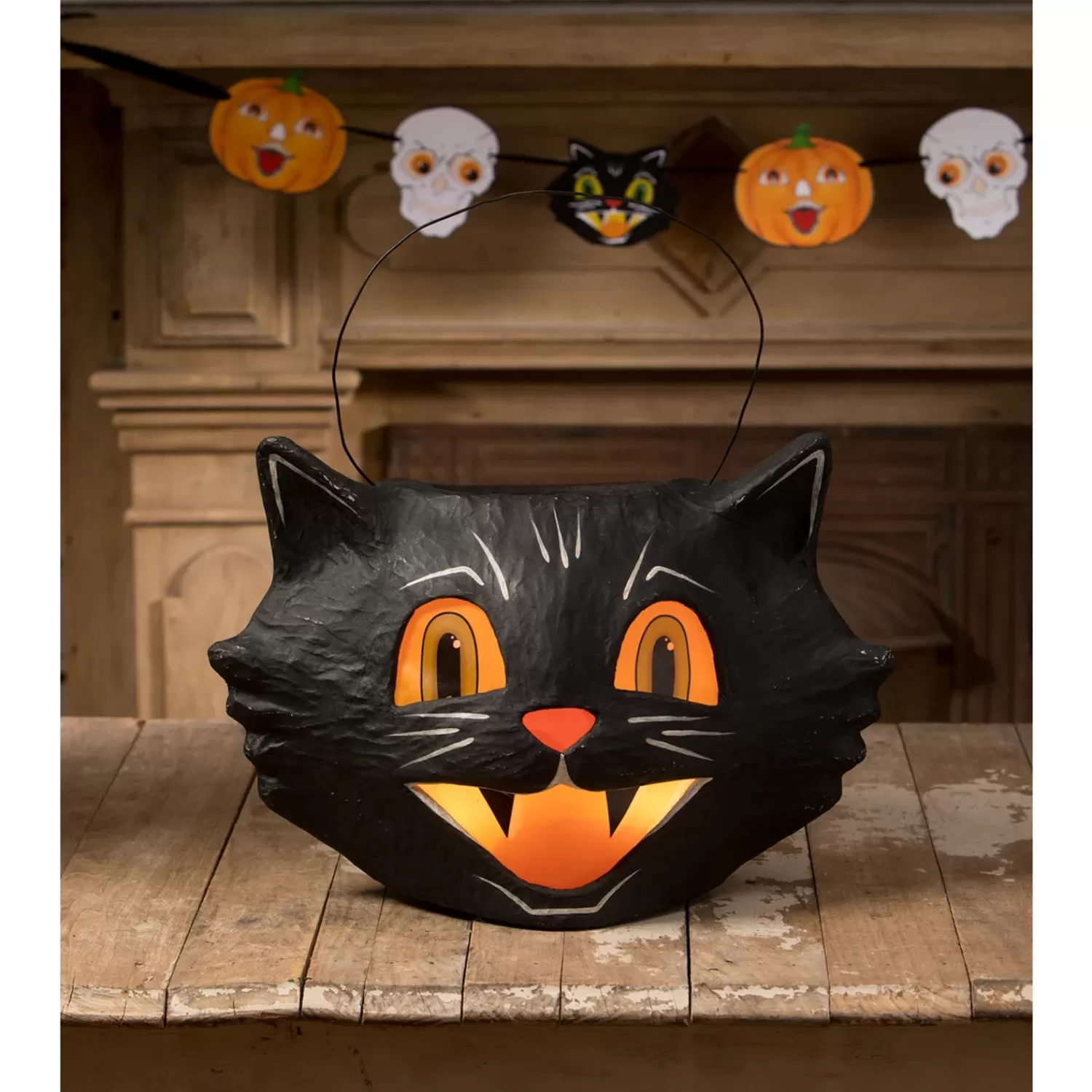 The Jolly Christmas Shop Halloween Indoor Decorations | Halloween Candy Bowls | Bethany Lowe 17" Mr. Cool Cat Bucket Halloween Decoration TJ3310