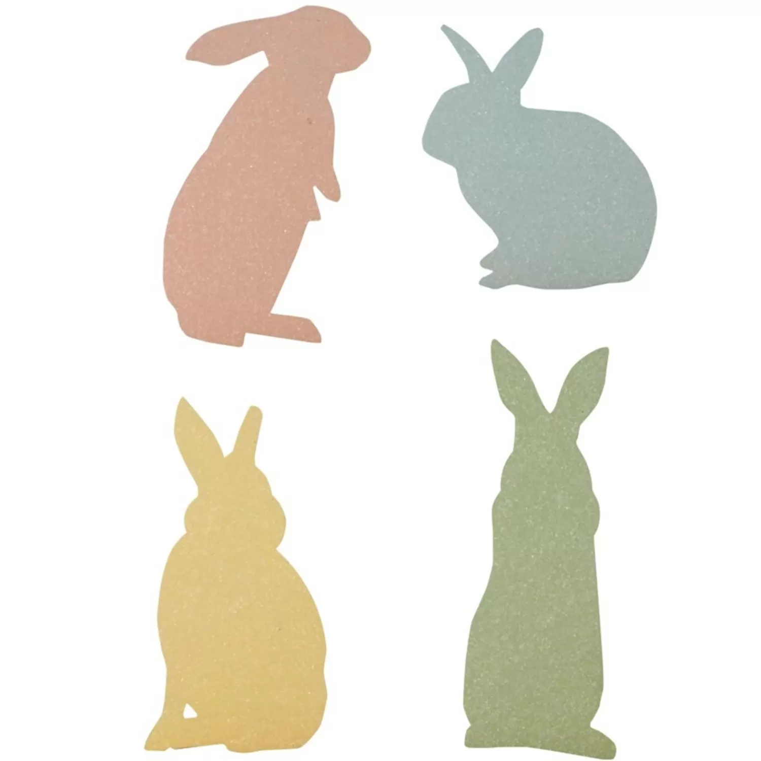 The Jolly Christmas Shop Signs | Figurines | Bethany Lowe Set Of 4 Metal Glittered Easter Bunny Silhouette Decoration TF0109