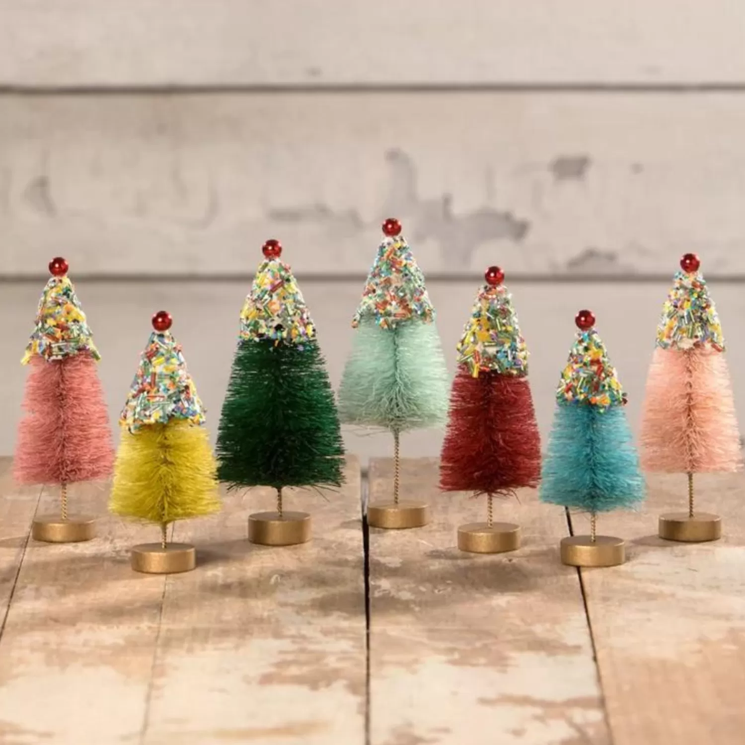 The Jolly Christmas Shop Gingerbread | The Candy Shop | Bethany Lowe Set Of 7 Christmas Mini Cupcake Trees Christmas Decoration LC1543