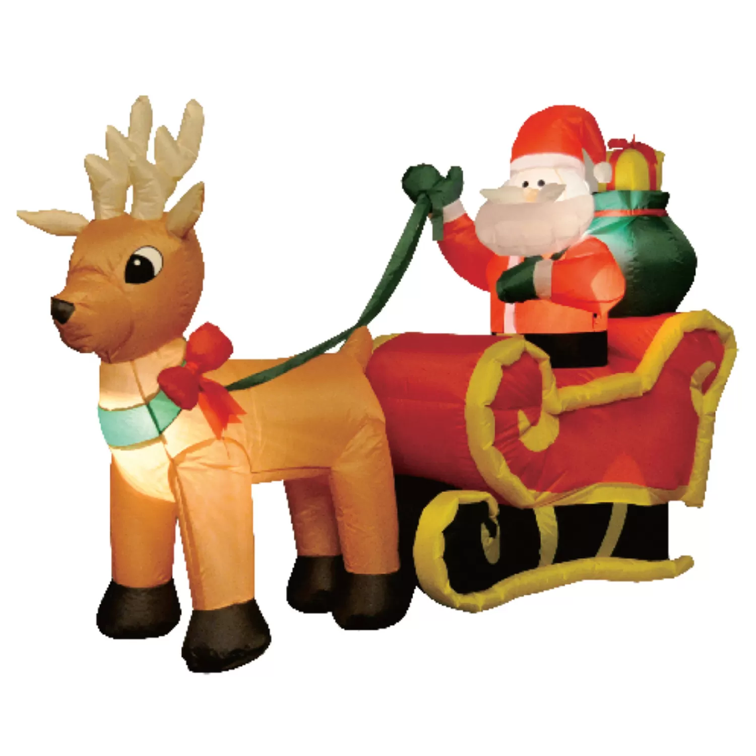 The Jolly Christmas Shop Santa Christmas Decorations | Reindeer | Brite Star 6' Santa In Sleigh With Reindeer Outdoor Christmas Inflatable Yard Decoration 49-030-00