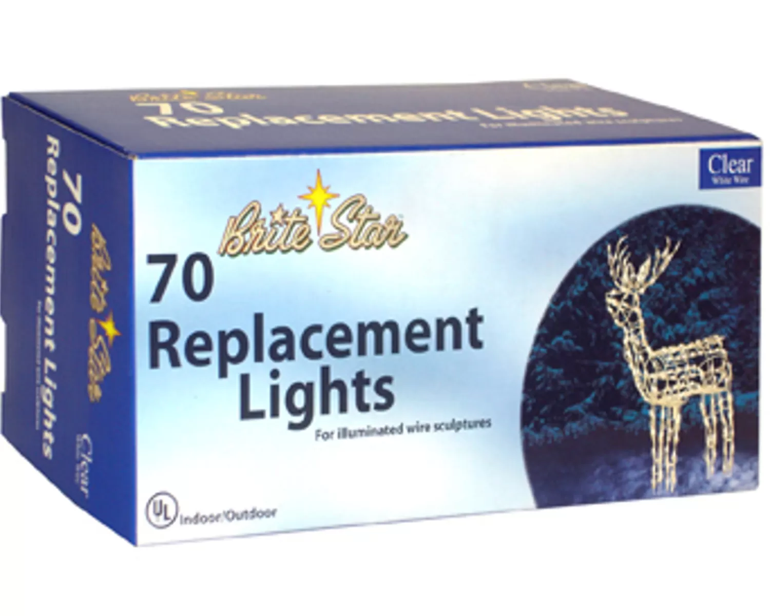 The Jolly Christmas Shop Outdoor Lighted Decorations | Replacement Bulbs | Brite Star 70 Count Clear White Wireframe Replacement Light Set 37-600-00