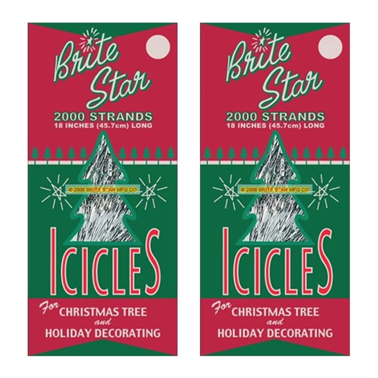 The Jolly Christmas Shop Vintage Reincarnated | Vintage Decorations | Brite Star Set Of 2 18" 2000 Strand Silver Icicle Christmas Tree Tinsel