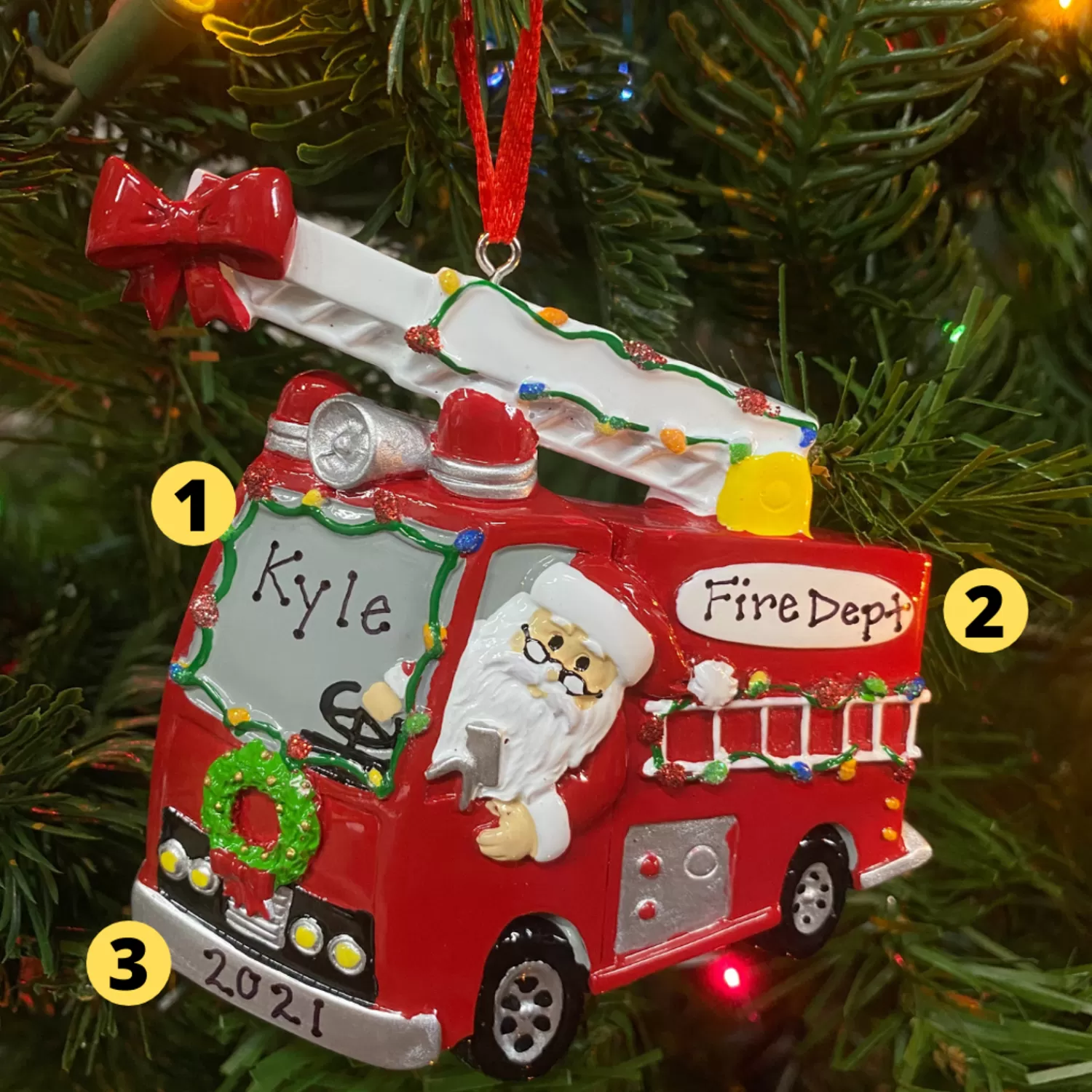 The Jolly Christmas Shop Personalized Ornaments·Misc. | Santa | Christmas Parade Fire Truck Personalized Christmas Ornament OR1583