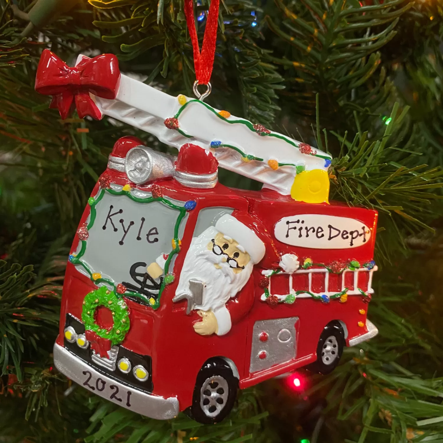 The Jolly Christmas Shop Personalized Ornaments·Misc. | Santa | Christmas Parade Fire Truck Personalized Christmas Ornament OR1583