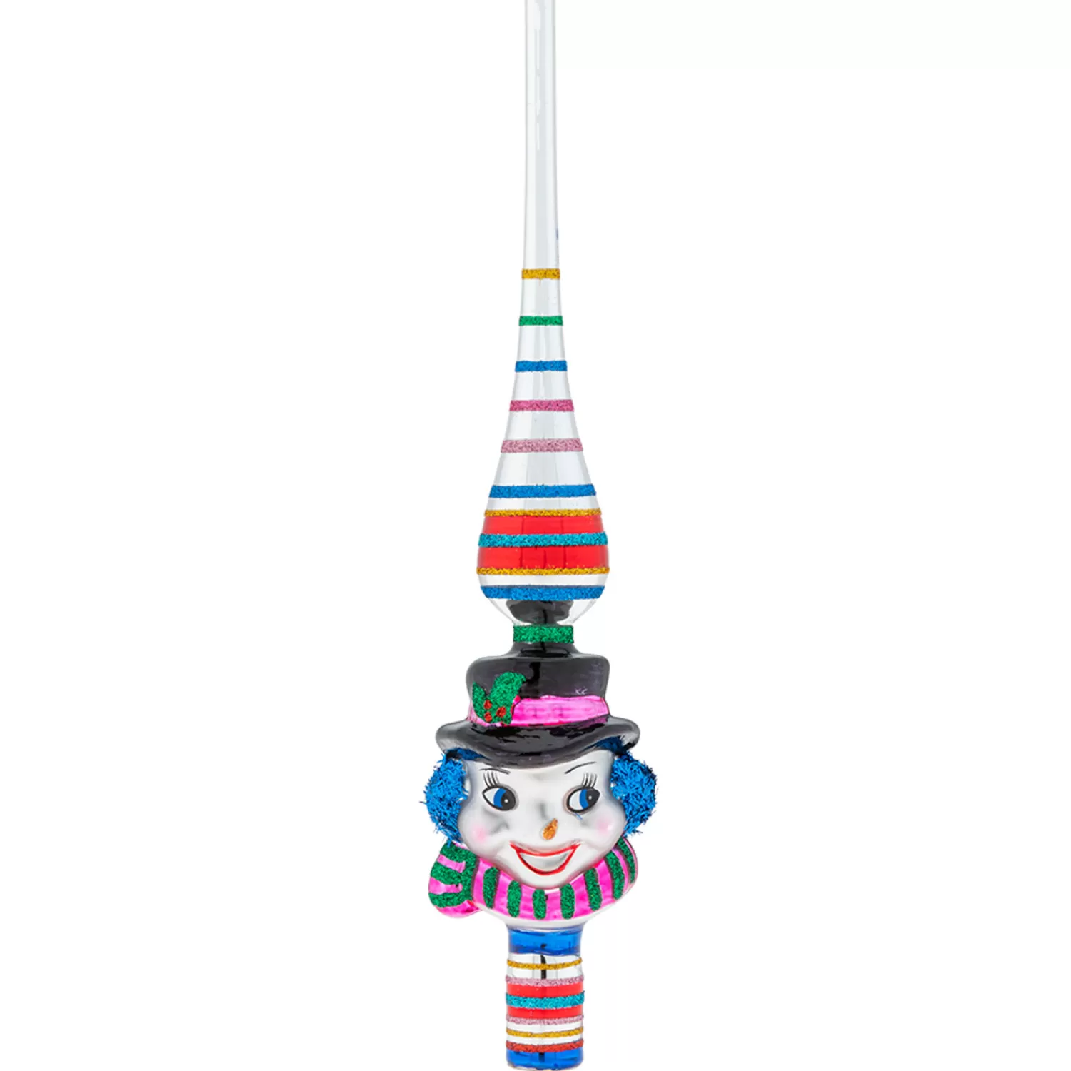 The Jolly Christmas Shop Vintage Farm House | Vintage Decorations | Christopher Radko Shiny Brite Confetti 11.5" Glass Snowman Finial Christmas Tree Topper 4028020