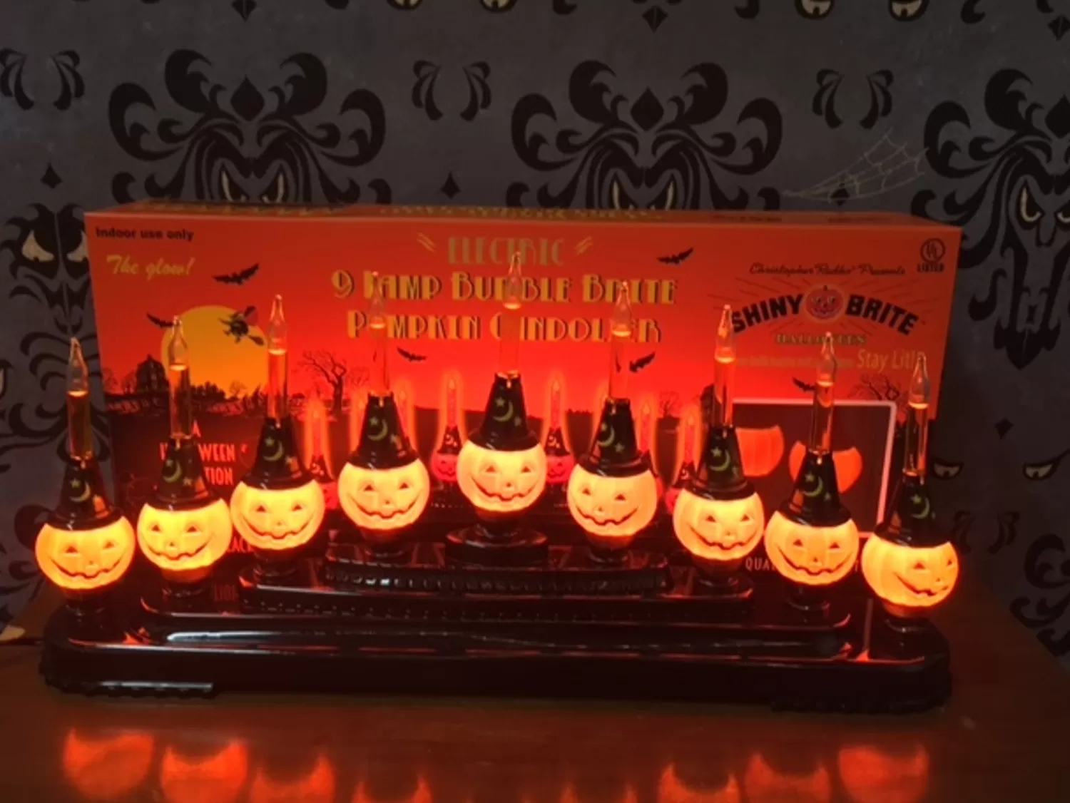 The Jolly Christmas Shop Shiny Brite Halloween | Halloween Lights | Christopher Radko Shiny Brite Halloween Bubble Bright Pumpkin Light Candolier 4027908