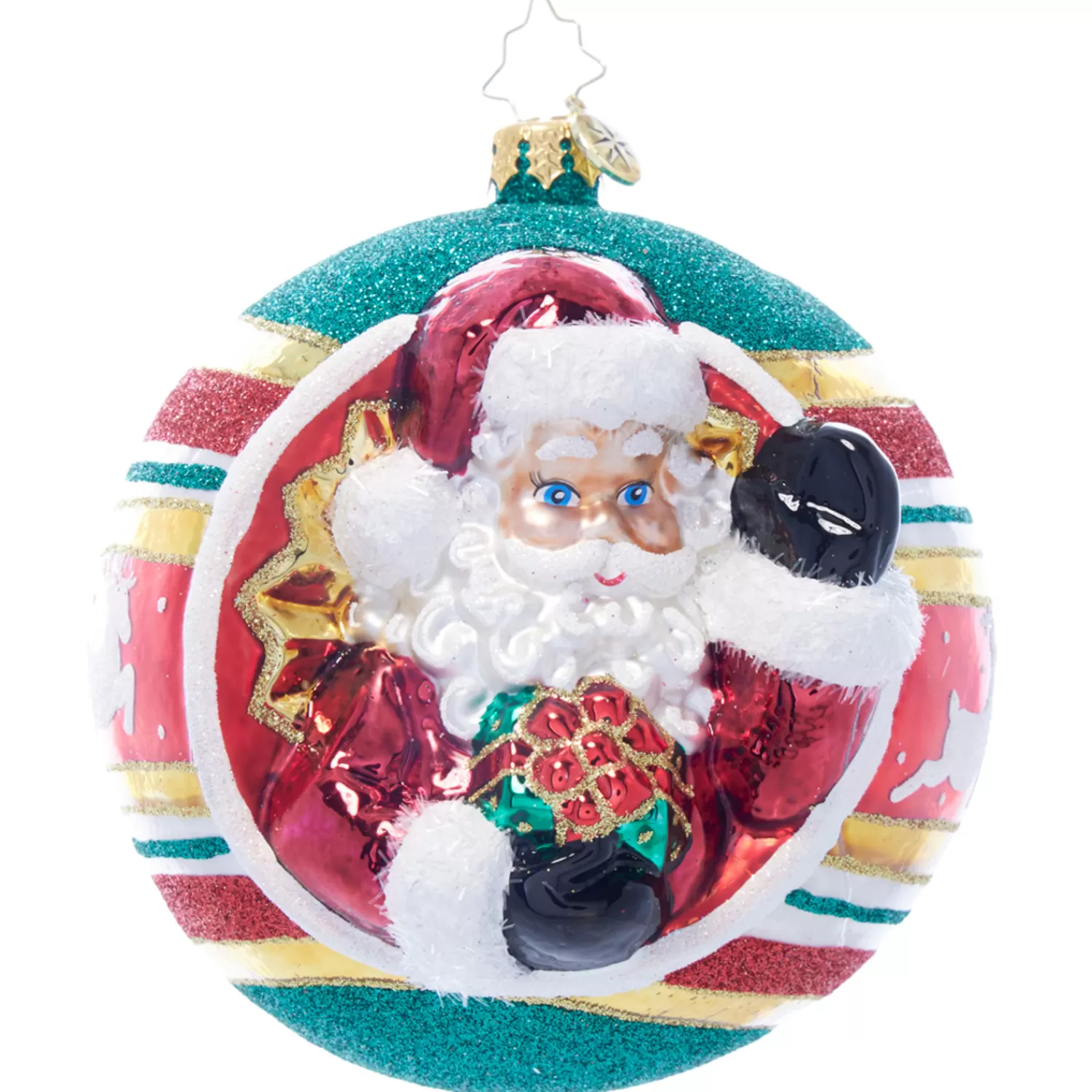 The Jolly Christmas Shop Tinsel Town | Vintage Decorations | Christopher Radko St. Nick's Spherical Cheer Glass Christmas Ornament 1022067