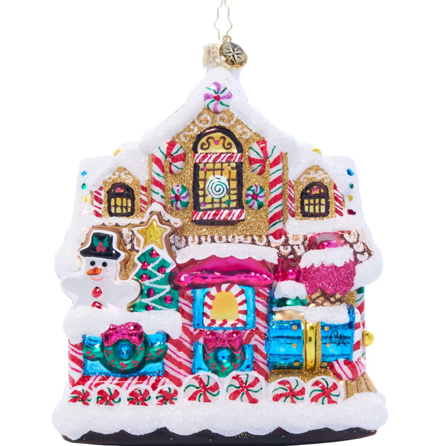 The Jolly Christmas Shop Gingerbread | Gingerbread Christmas Decorations | Christopher Radko Sweet Tooth Gingerbread Station And Train Glass Christmas Ornament 1022108