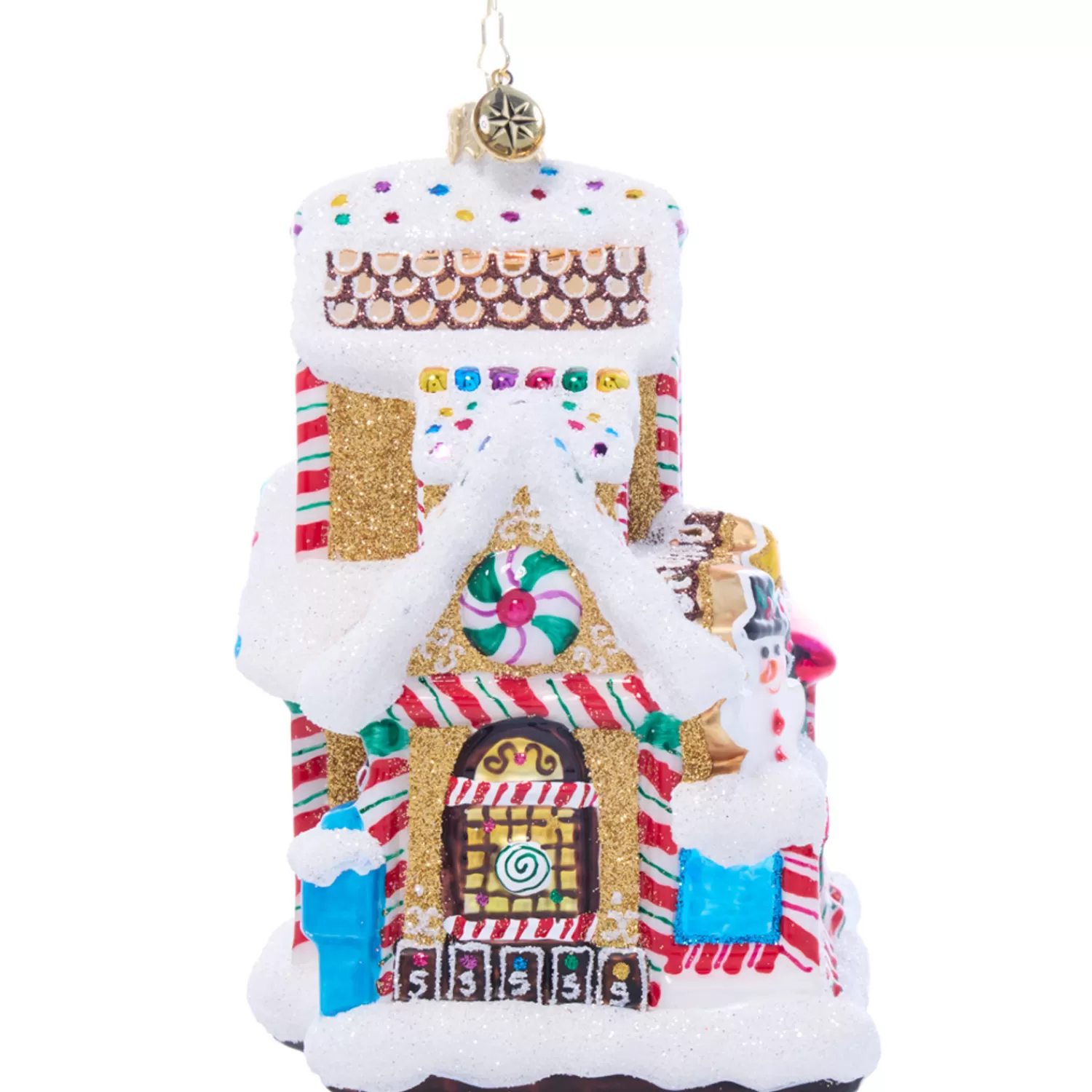 The Jolly Christmas Shop Gingerbread | Gingerbread Christmas Decorations | Christopher Radko Sweet Tooth Gingerbread Station And Train Glass Christmas Ornament 1022108
