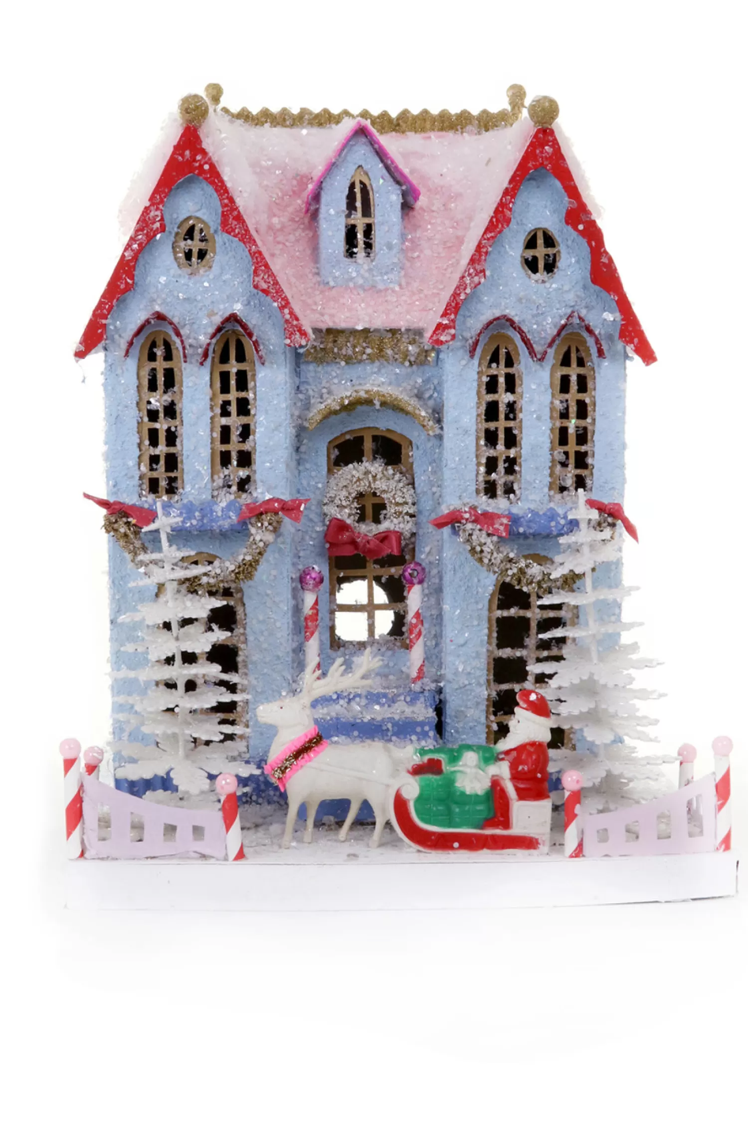 The Jolly Christmas Shop Vintage Reincarnated | Vintage Farm House | Cody Foster 13.5" Festive Mansion Christmas Putz House HOU-312