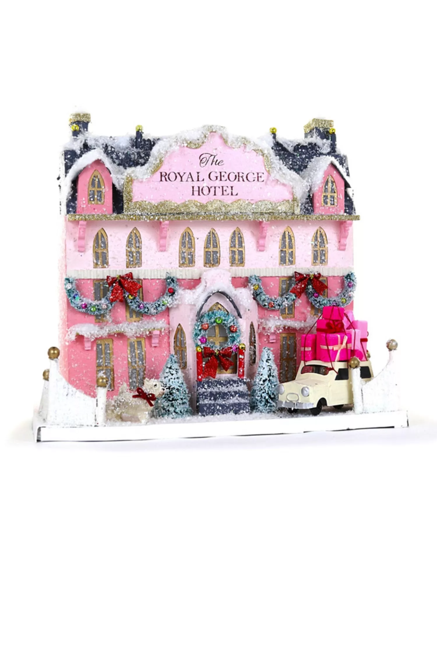 The Jolly Christmas Shop Vintage Reincarnated | A Blushing Holiday | Cody Foster 14.25" The Royal George Hotel Vintage Inspired Putz Christmas House HOU-390