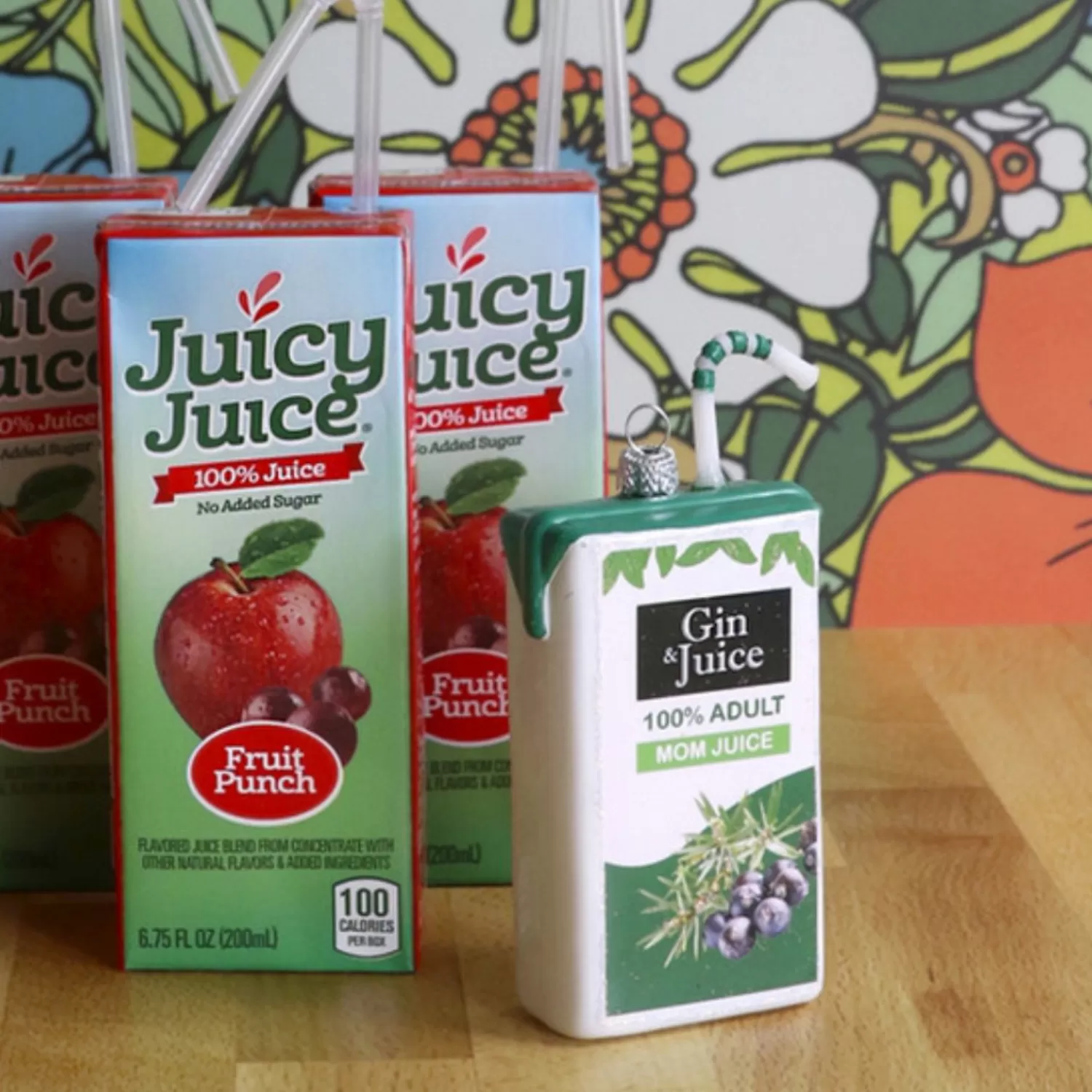 The Jolly Christmas Shop Glass Ornaments | Food | Cody Foster 4.25" Gin Juice Box Glass Christmas Ornament GO-9218