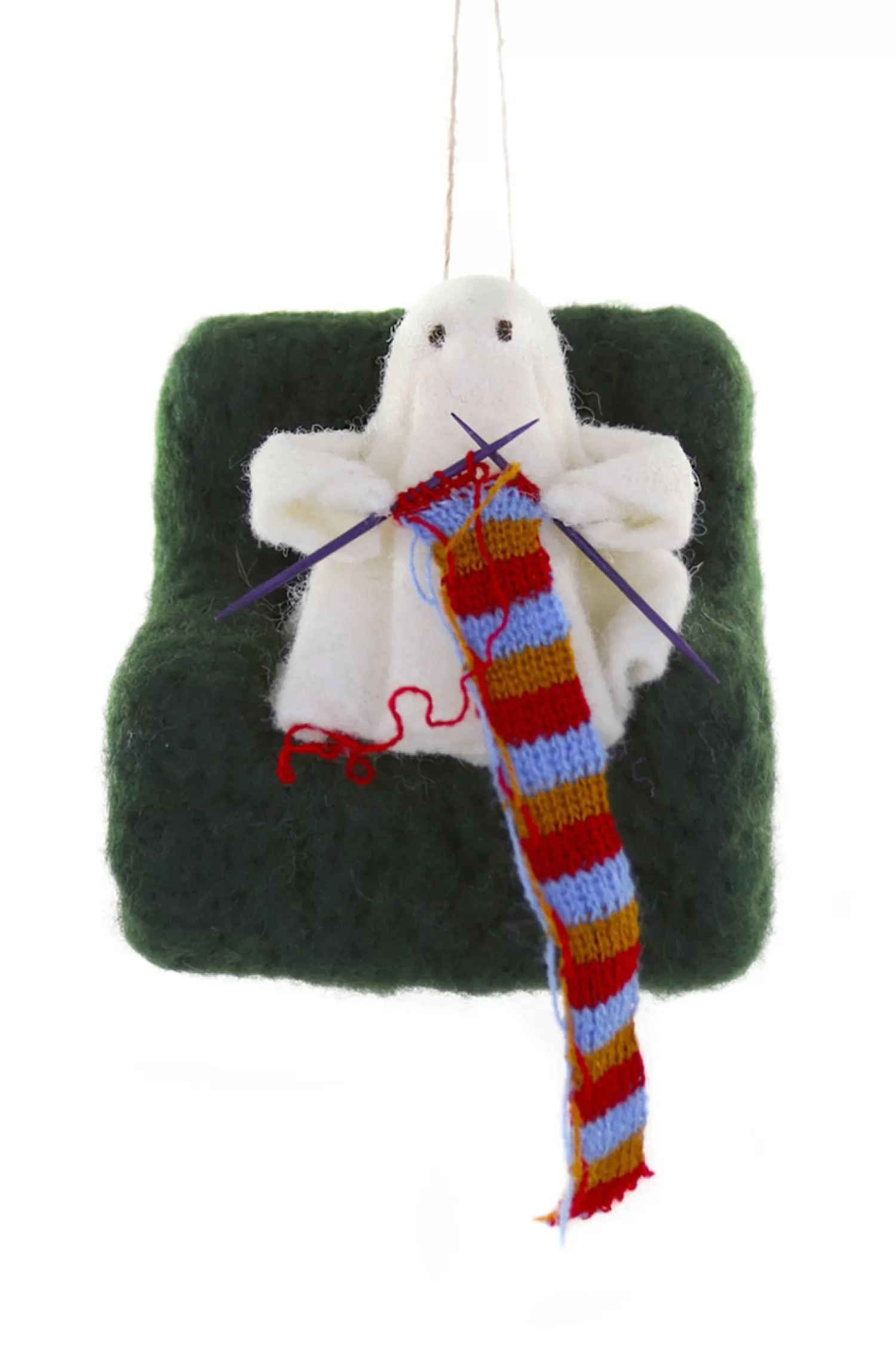 The Jolly Christmas Shop Halloween Ornaments | Cody Foster 4.25" Knitting Ghost Halloween Ornament WO-2950
