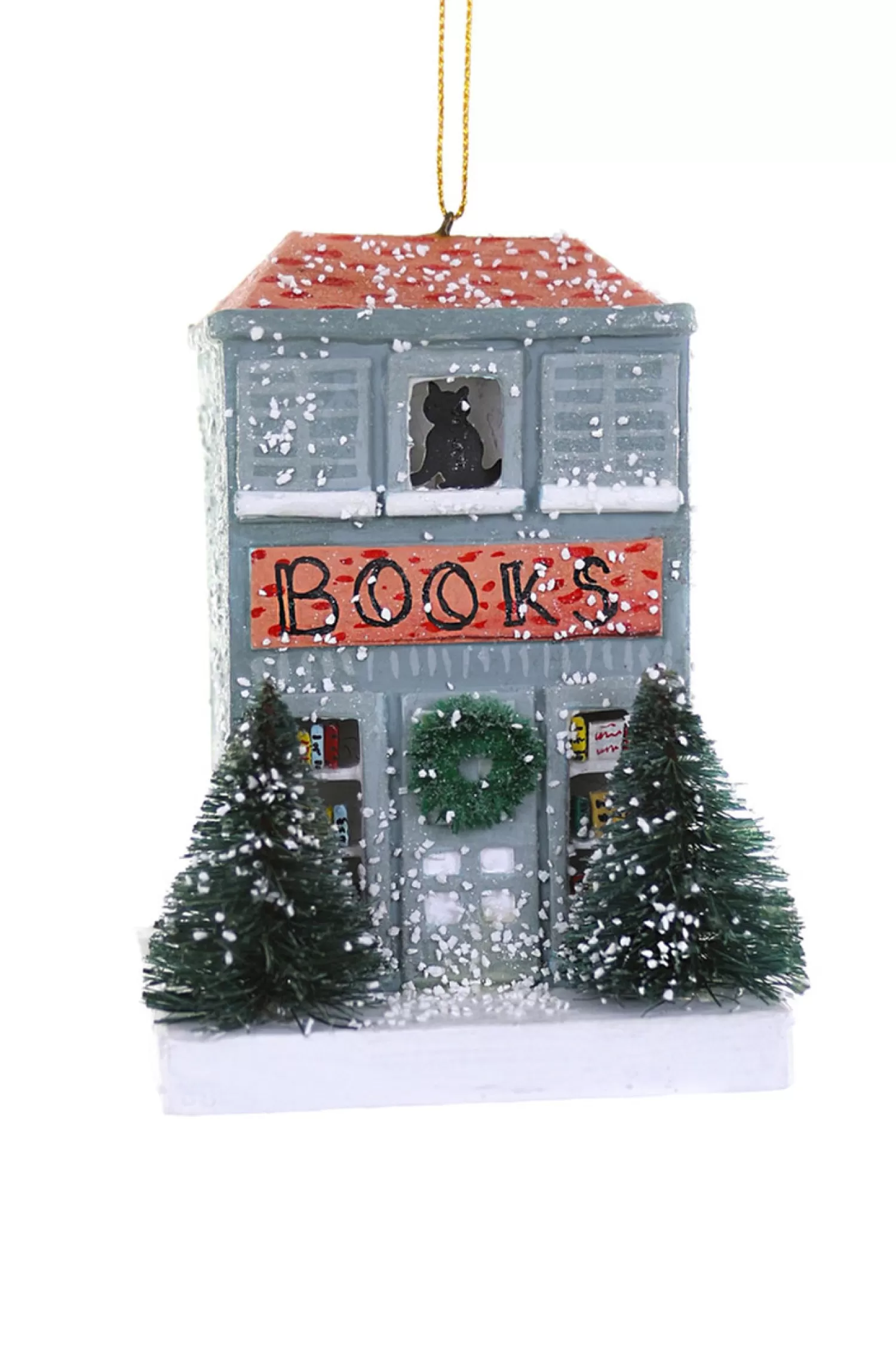 The Jolly Christmas Shop Tinsel Town | Vintage Inspired | Cody Foster 4.5" Book Shop Christmas Ornament RO-3125-BK