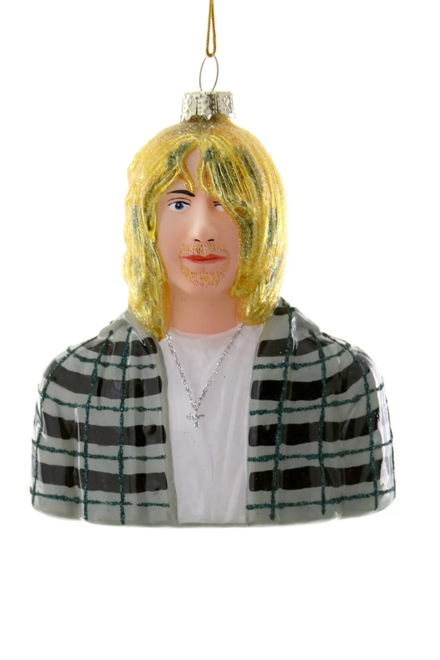 The Jolly Christmas Shop Pop Culture | Cody Foster 4.75" Kurt Cobain Nirvana Glass Christmas Ornament GO-8069
