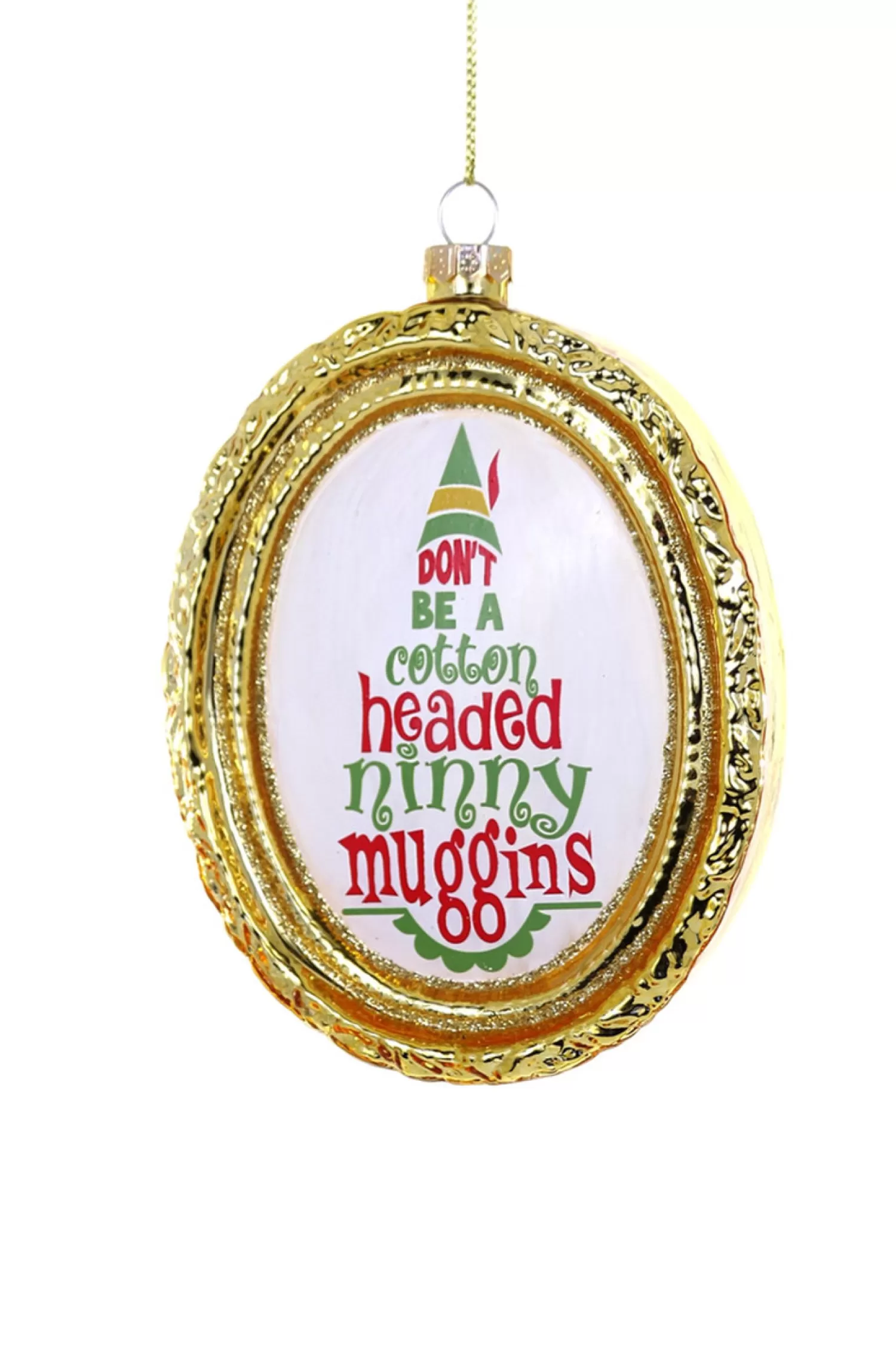 The Jolly Christmas Shop Elves | Storybook And Legends | Cody Foster 5" Don't Be A Cotton Headed Ninny Muggins Glass Christmas Ornament GL-1053