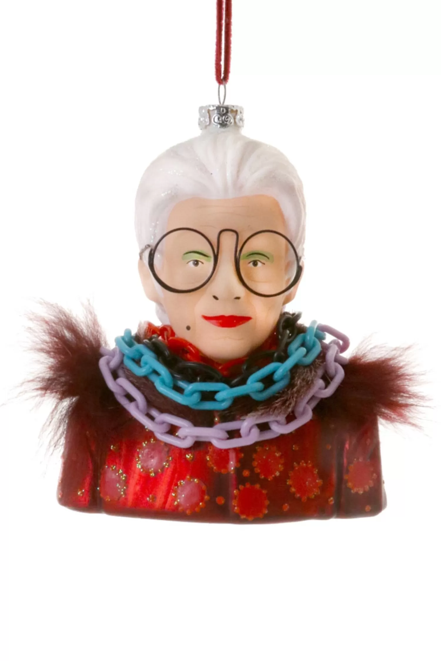 The Jolly Christmas Shop Pop Culture | Hobbies | Cody Foster 5" Iris Apfel Glass Christmas Ornament GO-6426