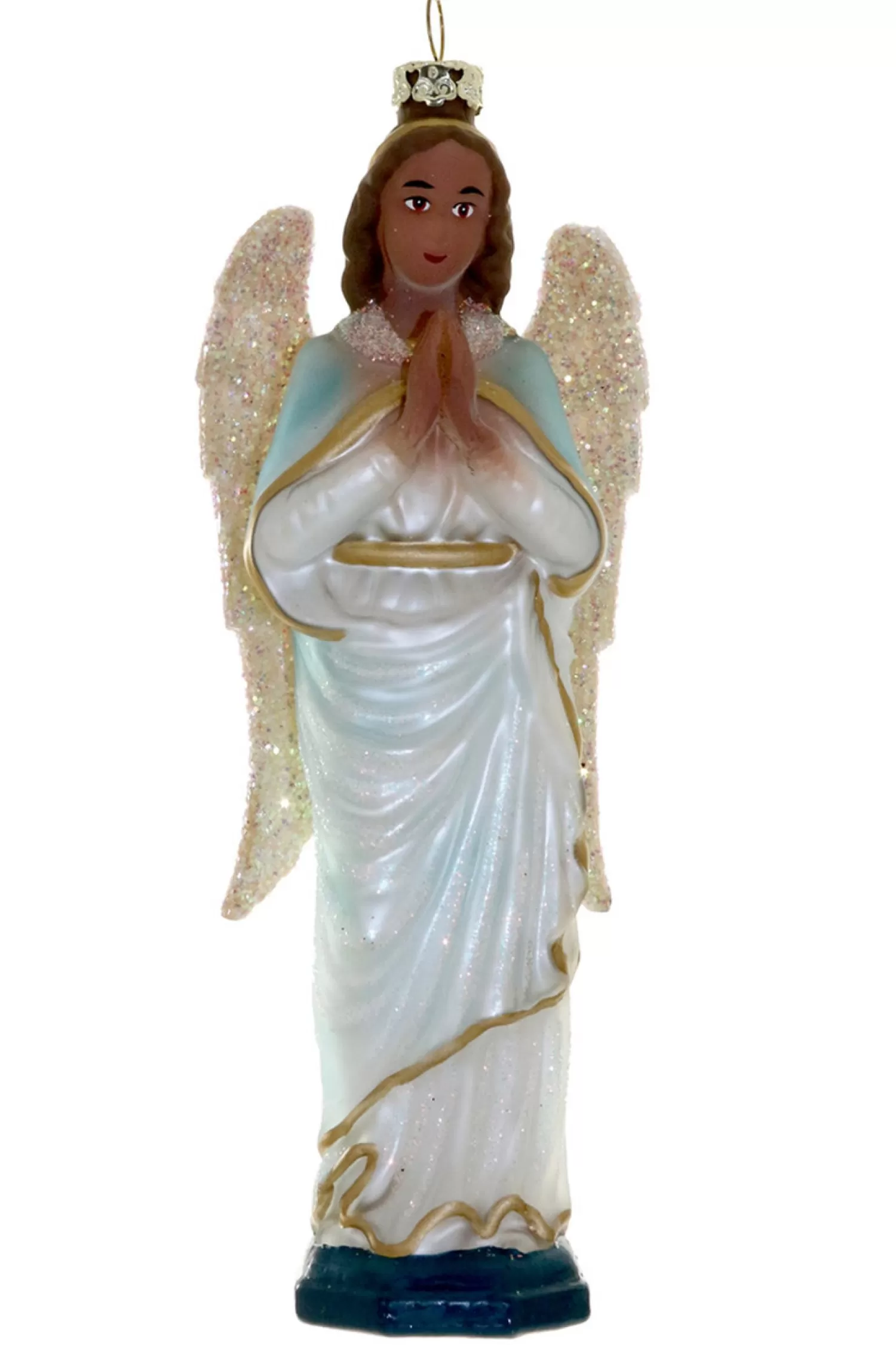 The Jolly Christmas Shop Religious | African American Christmas Decorations | Cody Foster 7.25" Heirloom Angel African American Glass Christmas Ornament GO-6447