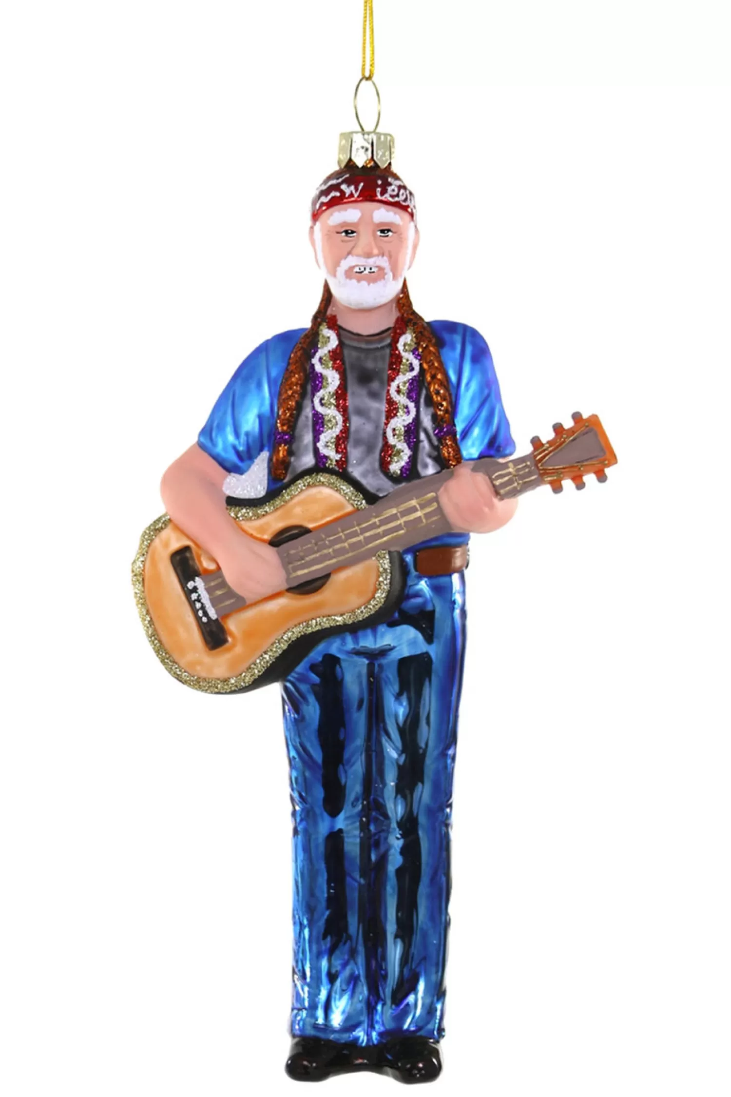 The Jolly Christmas Shop Pop Culture | Glass Ornaments | Cody Foster 7" Willie Nelson Glass Christmas Ornament GO-9778