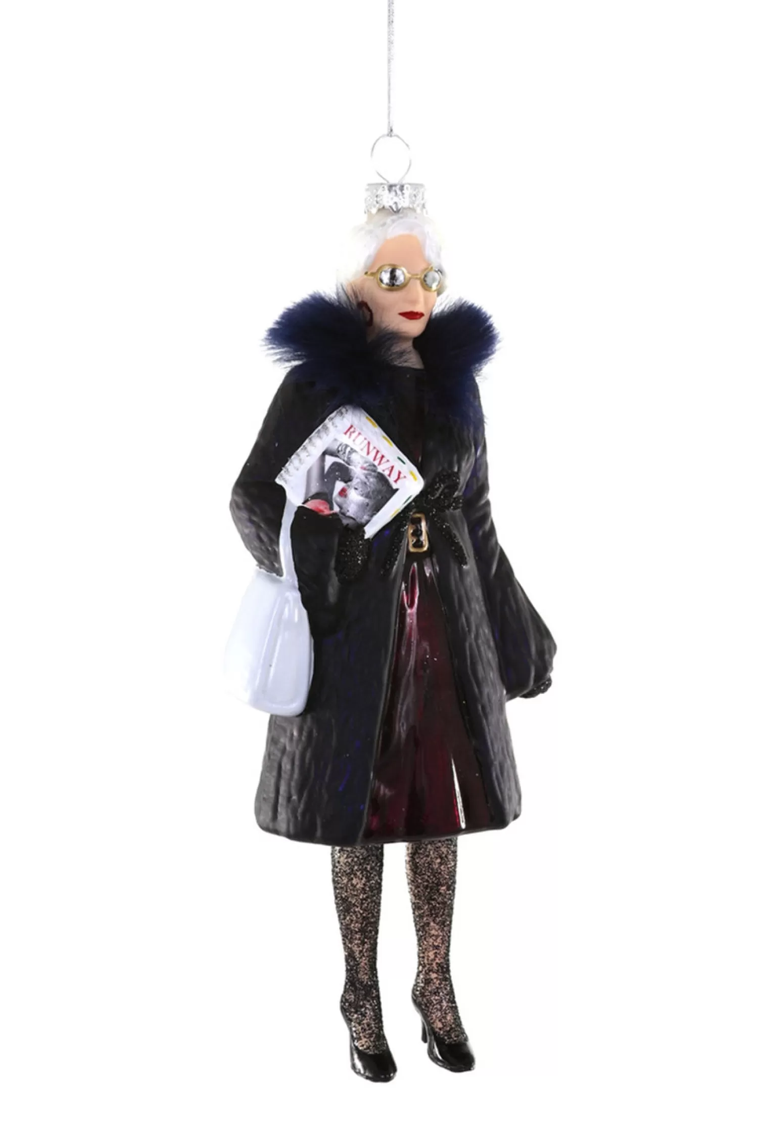 The Jolly Christmas Shop Pop Culture | Occupation | Cody Foster 8" Miranda Priestly The Devil Wears Prada Glass Christmas Ornament GO-9448