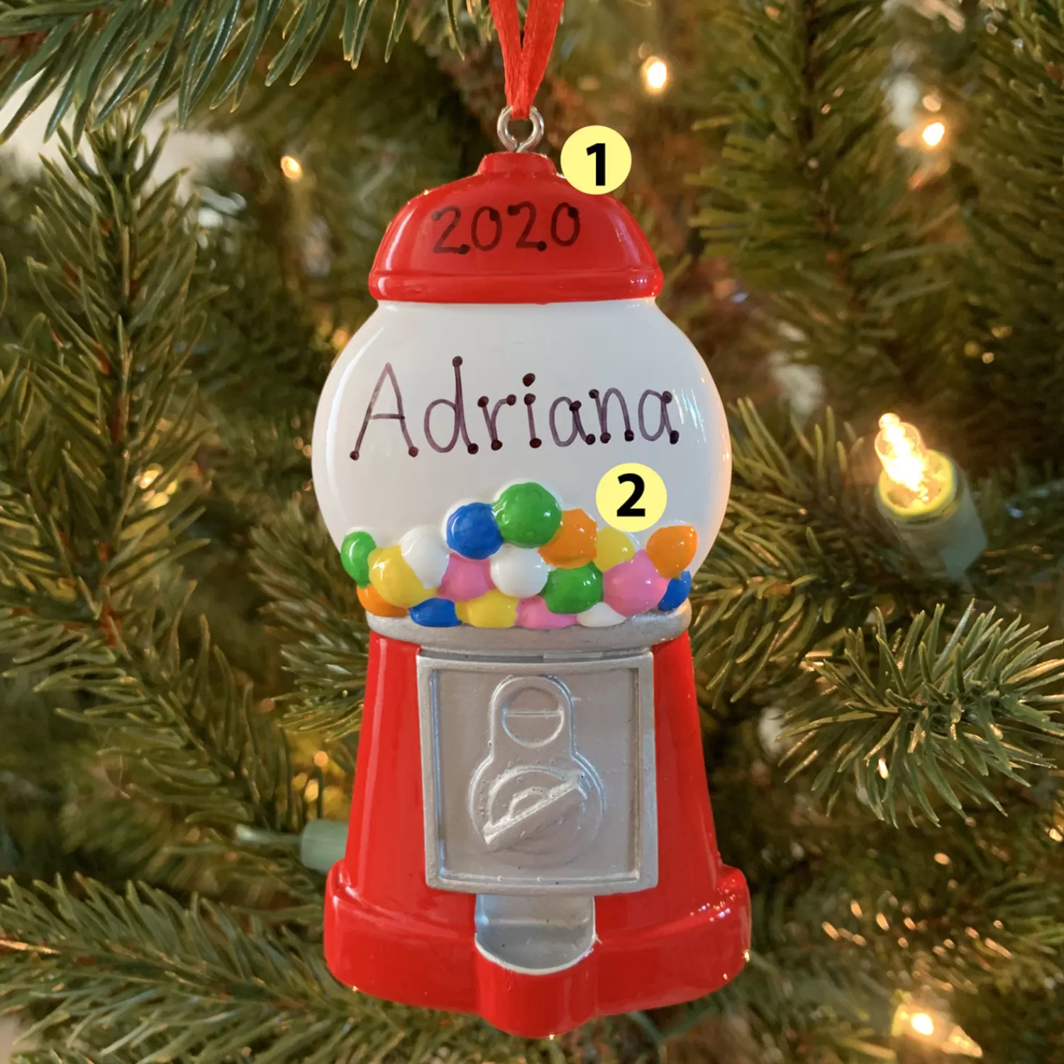 The Jolly Christmas Shop Personalized Ornaments·Misc. | Personalized Ornaments·Children's | Colorful Gumball Machine Personalized Christmas Ornament OR1892