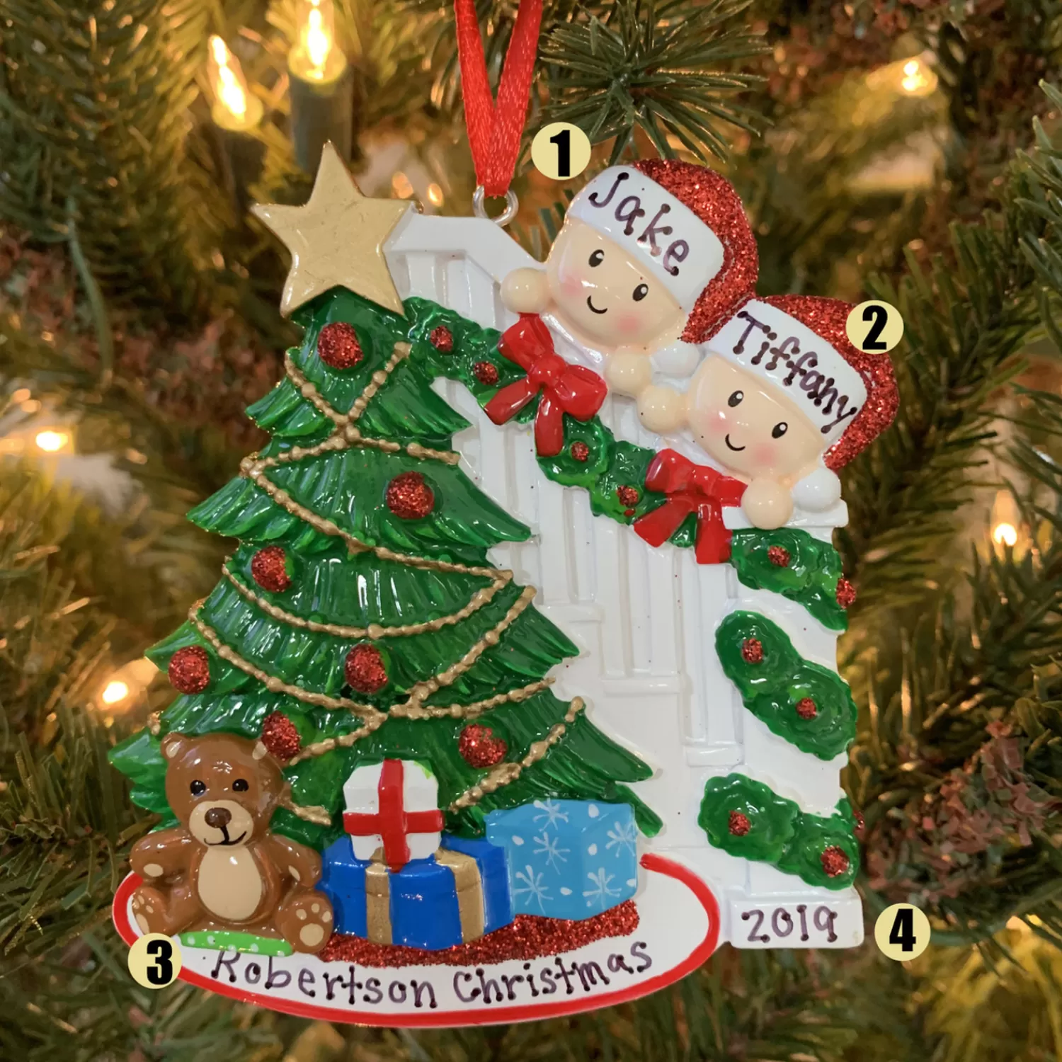 The Jolly Christmas Shop Personalized Ornaments·Wedding And Engagement Ornaments | Personalized Ornaments·Family Ornaments | Couple Around The Christmas Tree Personalized Ornament OR1789-2