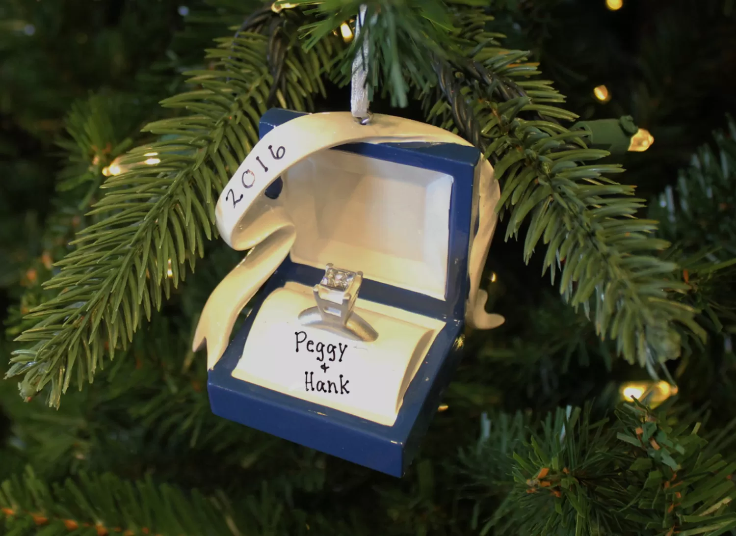 The Jolly Christmas Shop Personalized Ornaments·Wedding And Engagement Ornaments | Wedding | Couples Engagement Ring In A Box Personalized Christmas Ornament