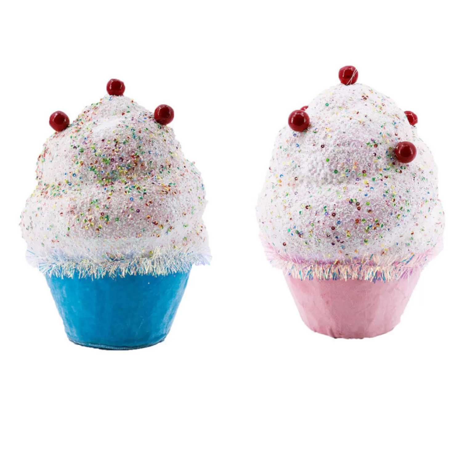 The Jolly Christmas Shop Figurines | Food | December Diamonds 10" Blue Or Pink Cupcake Christmas Ornament