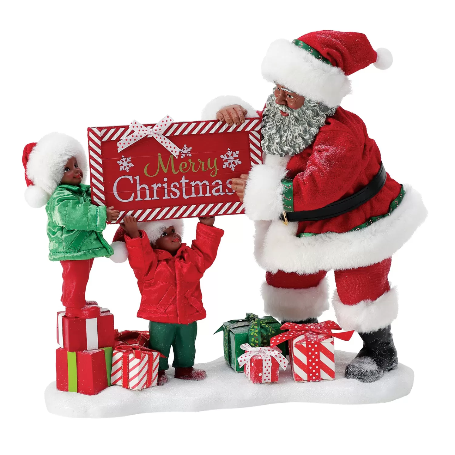 The Jolly Christmas Shop Santa Christmas Decorations | African American Christmas Decorations | Department 56 Possible Dreams African American Santa Clearly A Sign Figure 6013915