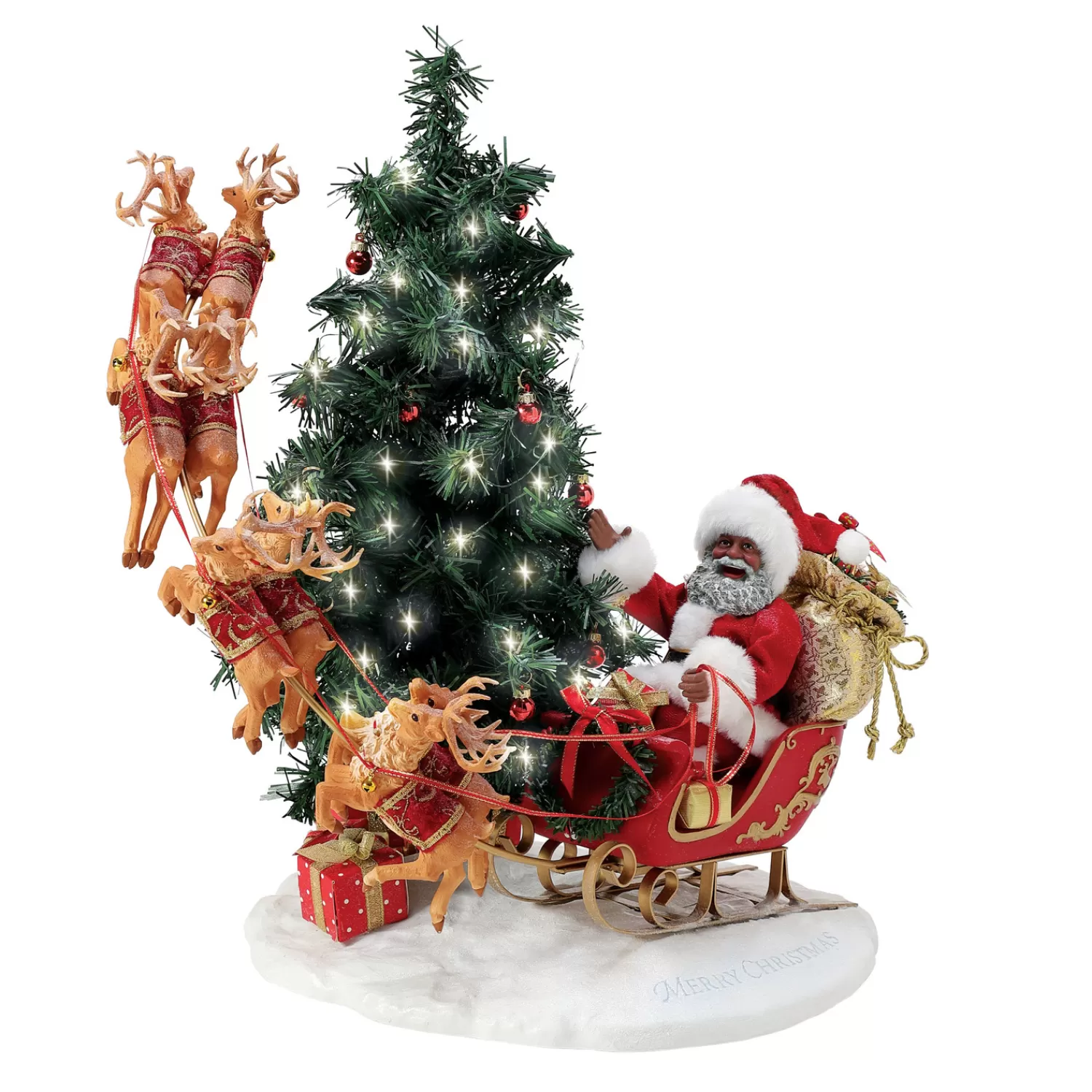The Jolly Christmas Shop Santa Christmas Decorations | Reindeer | Department 56 Possible Dreams African American Santa Here Comes Santa Claus Figure 6013921