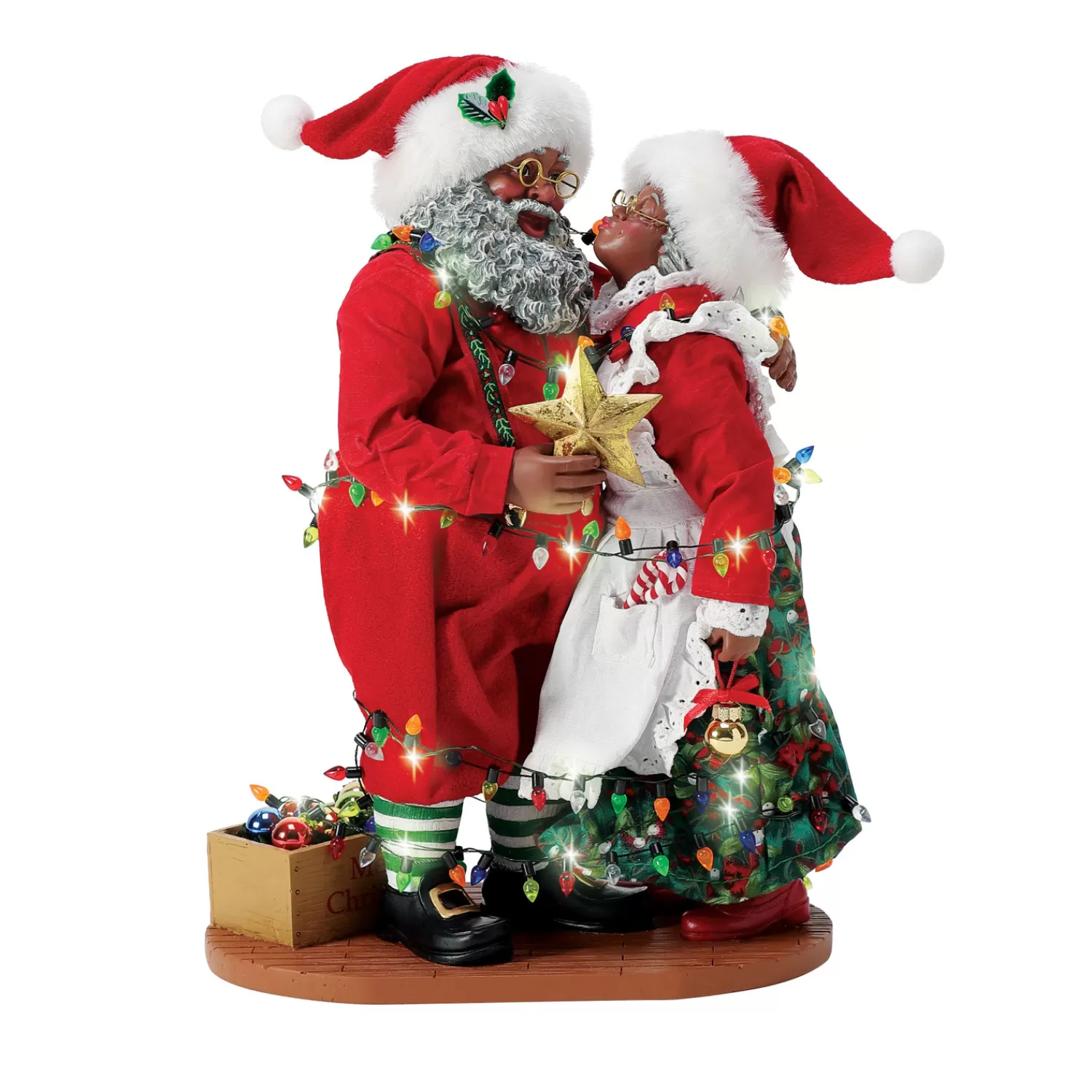 The Jolly Christmas Shop Santa Christmas Decorations | African American Christmas Decorations | Department 56 Possible Dreams African American Santa Shining Stars Figure 6013919