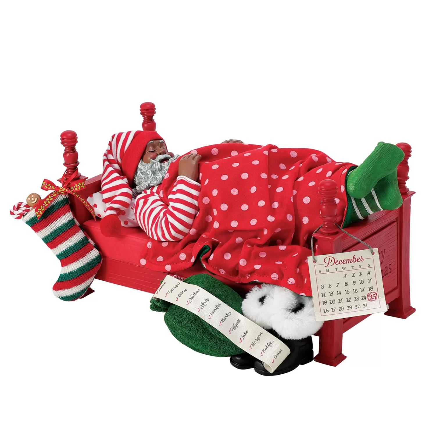 The Jolly Christmas Shop Santa Christmas Decorations | African American Christmas Decorations | Department 56 Possible Dreams African American Santa Well Deserved Rest Figure 6013905