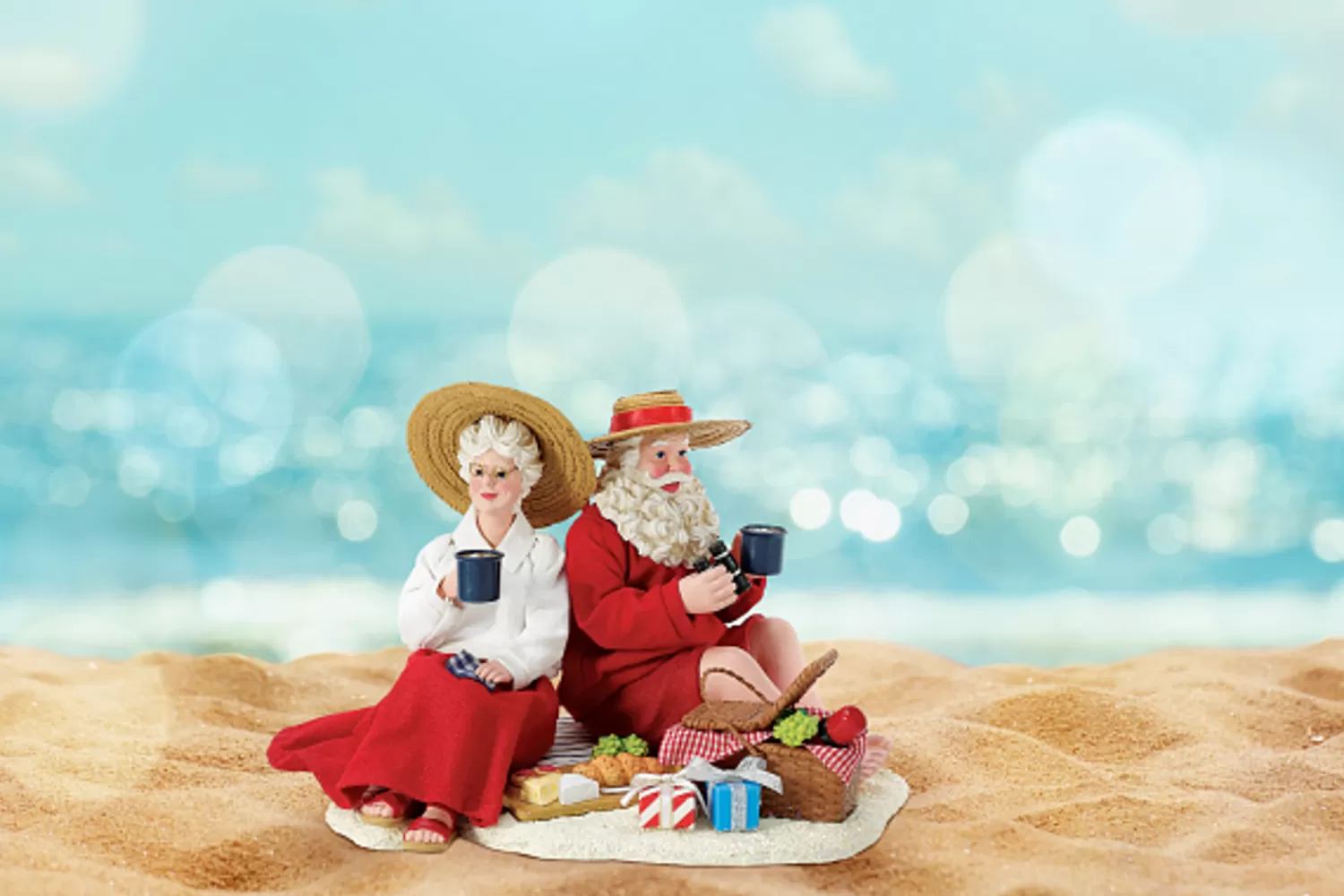 The Jolly Christmas Shop Santa Christmas Decorations | Beach Christmas Decorations | Department 56 Possible Dreams Life Is A Picnic Santa And Mrs. Figure 6012189